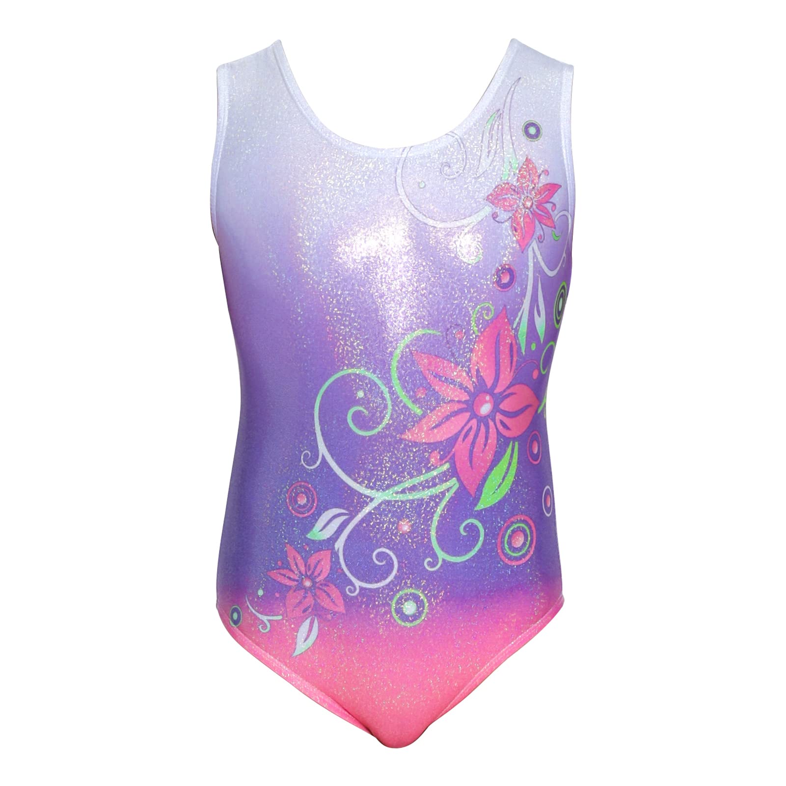 **Aosva Girls Gymnastics Leotards - Sparkly Rainbow One-Piece Dance Leotard for Ages 2-14 | Perfect for Ballet, Cheerleading & Performance Costumes**