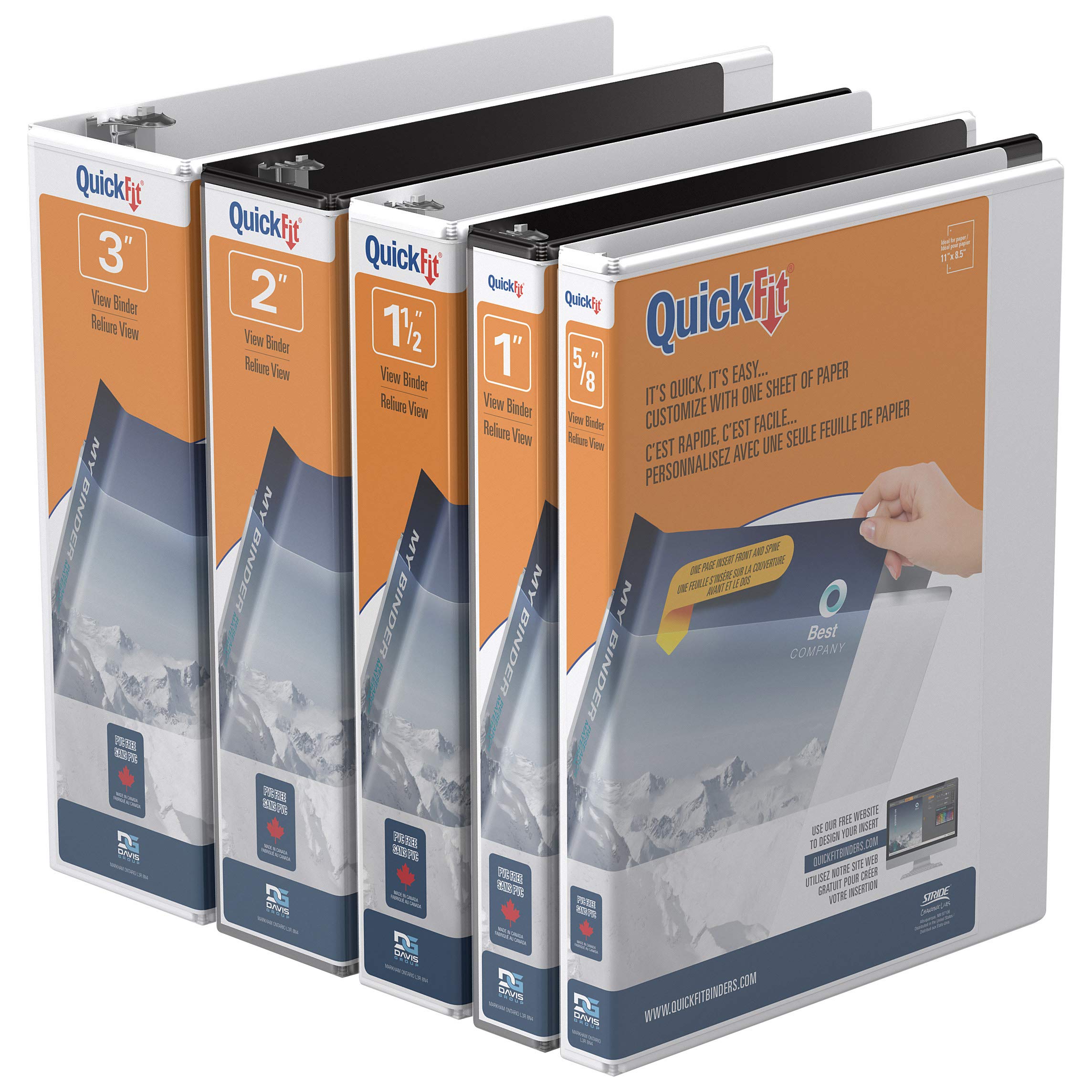 QuickFit 1 Inch Round Ring View Binder - White (87110) - Perfect for School, Office, and Home Organization