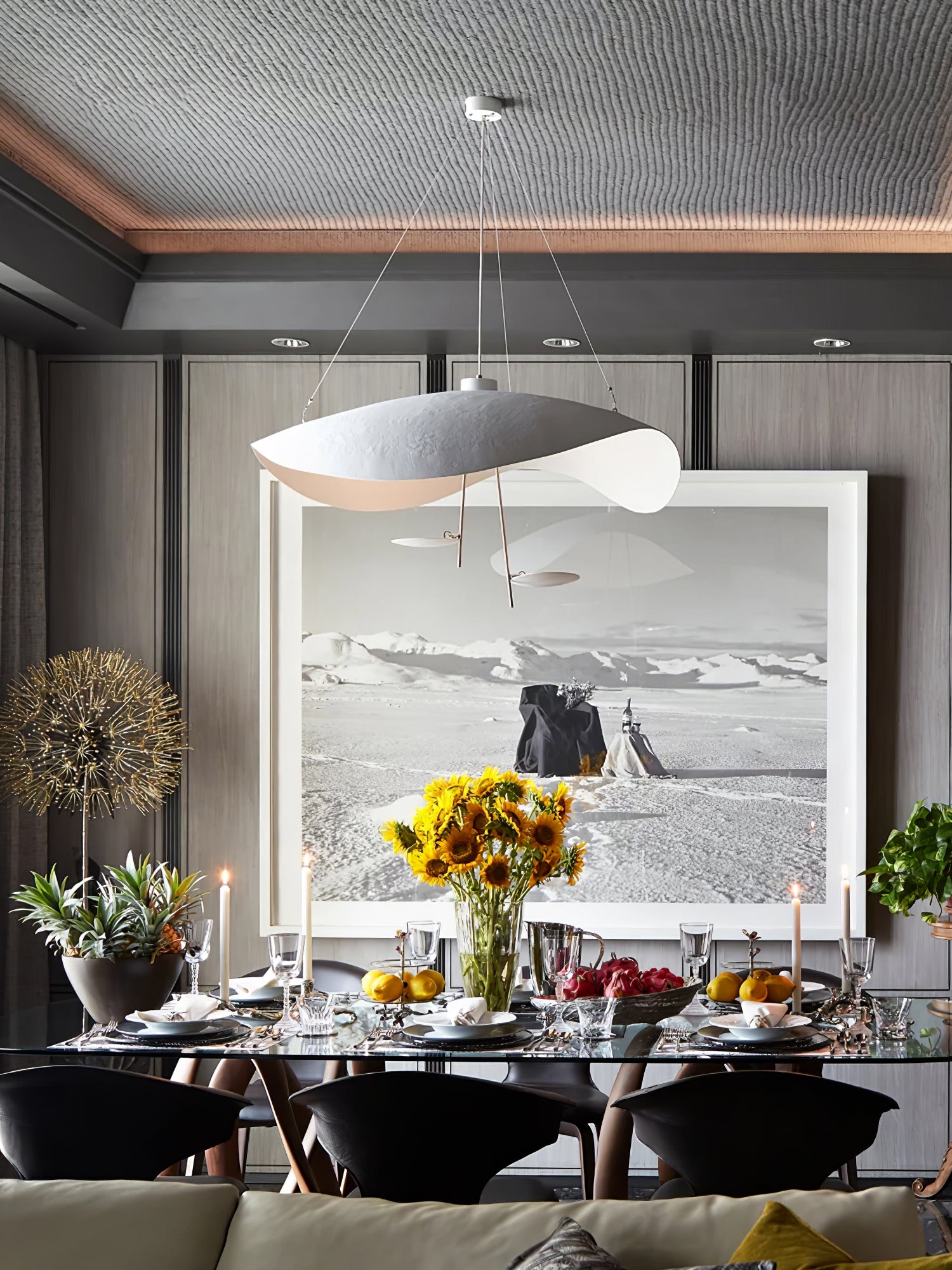 Giorgio Pendant Light - Modern Glass Ceiling Lamp for Dining Room, Bedroom & Living Room | Elegant Hanging Light Fixture with Gold Finish | Perfect for Home Decor & Interior Design