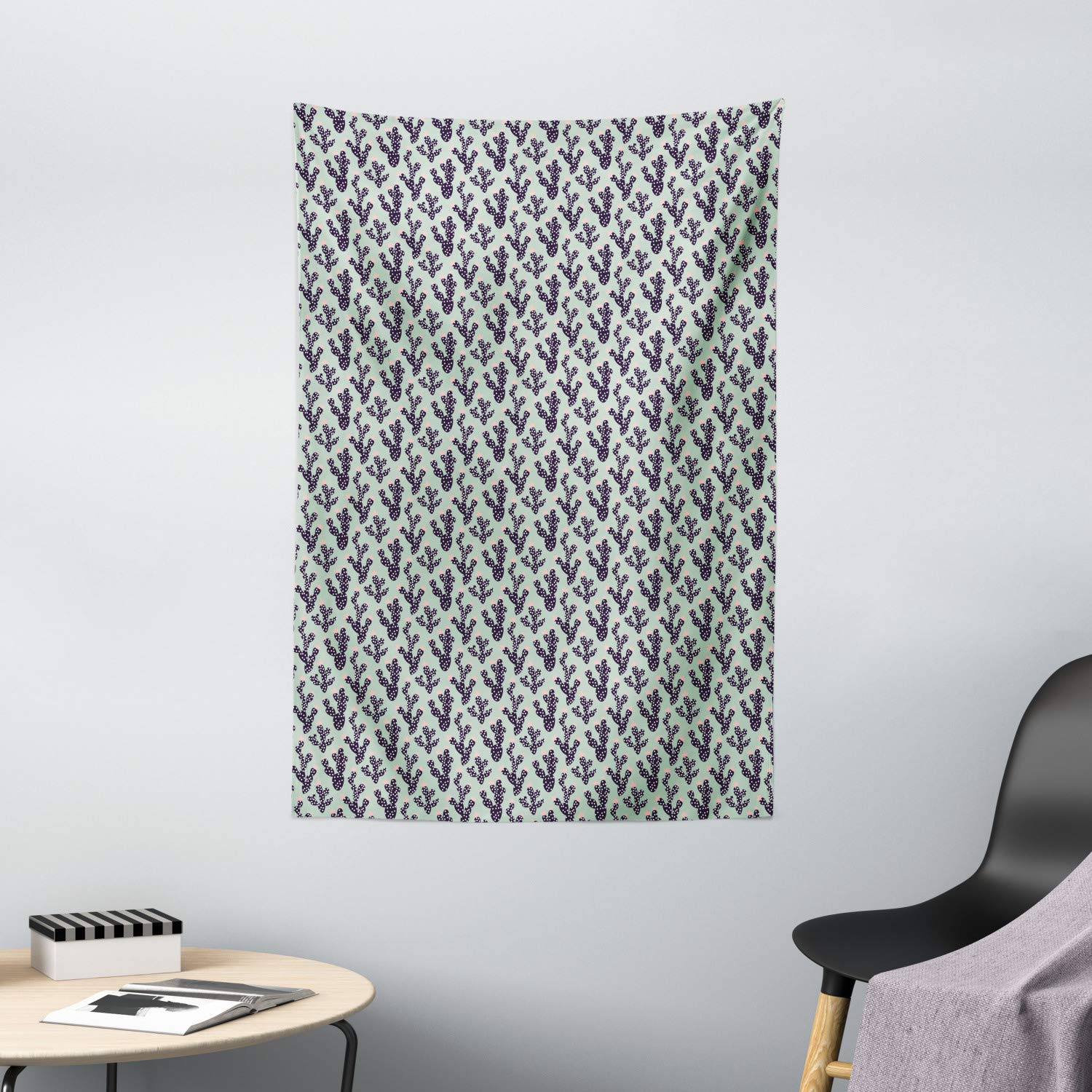 Ambesonne Cactus Tapestry Wall Hanging - Abstract Cheerful Prickle Plant with Polka Dots Design, 40
