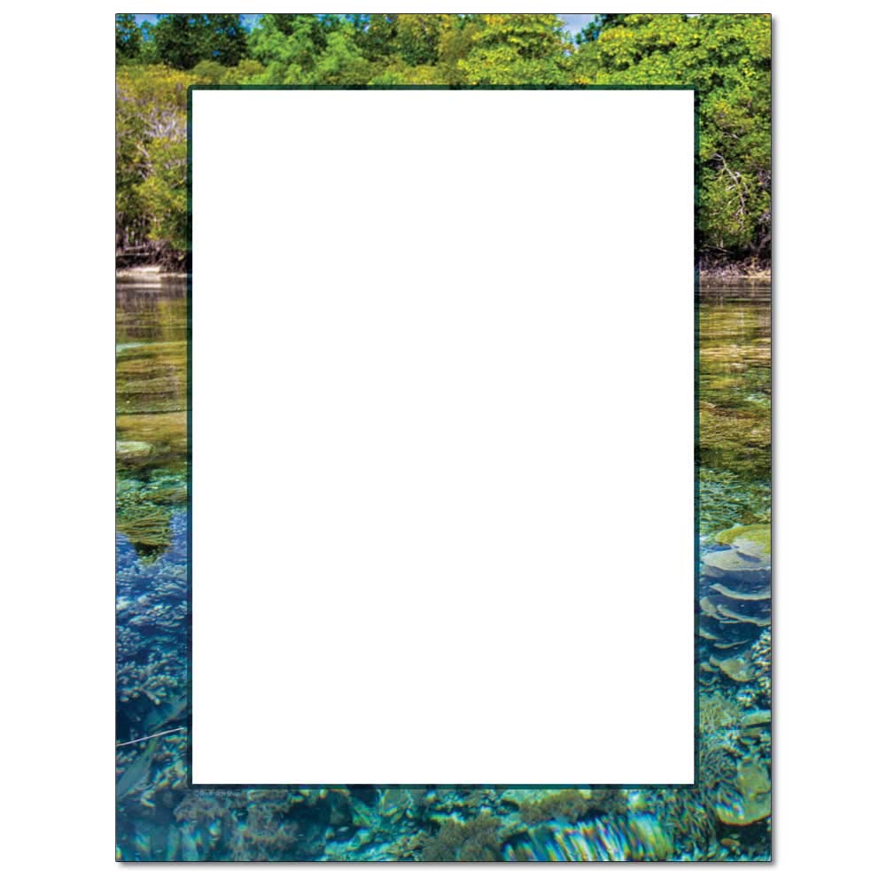 Premium Tropical Waters Design Letterhead Paper - 100 Sheets for Laser & Inkjet Printers - Perfect for Business Stationery, Office Correspondence & Wedding Invitations