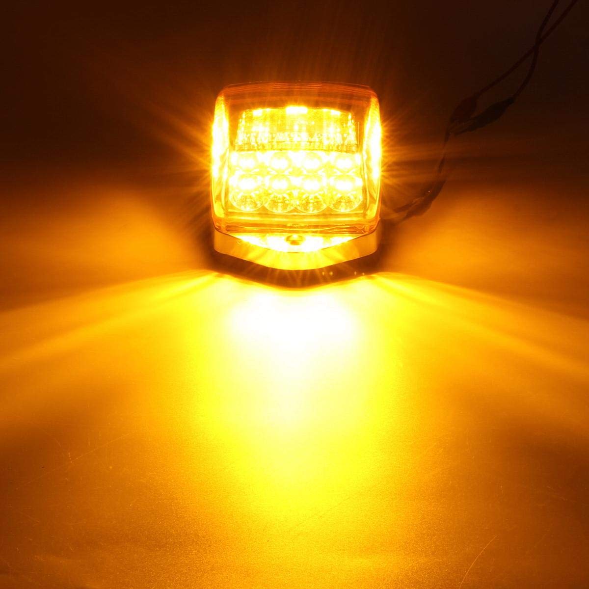 Partsam 5-Piece Clear Lens 31-LED Amber Cab Marker Roof Running Lights with Chrome Base - Compatible with Peterbilt, Kenworth, Freightliner, Western Star, Mack, International & Paccar Semi Trucks - Ideal for Truck Roof Safety Lighting & Night Visibility