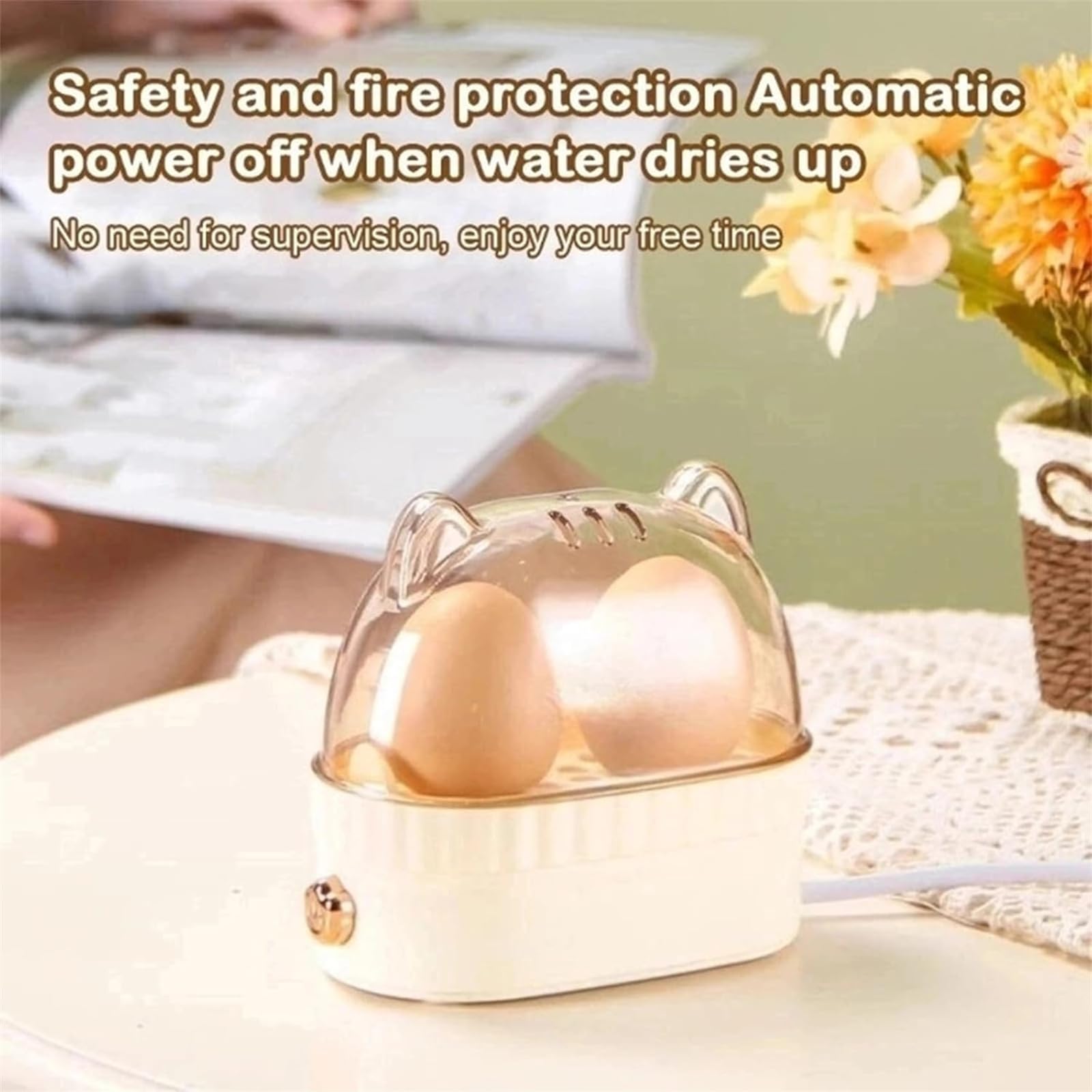 Smart Mini Egg Cooker - Electric Rapid Egg Boiler for Hard, Soft & Onsen Tamago Eggs with Auto Shut Off | Perfect for Dorms, Small Kitchens & Quick Breakfasts (2 Egg Capacity)