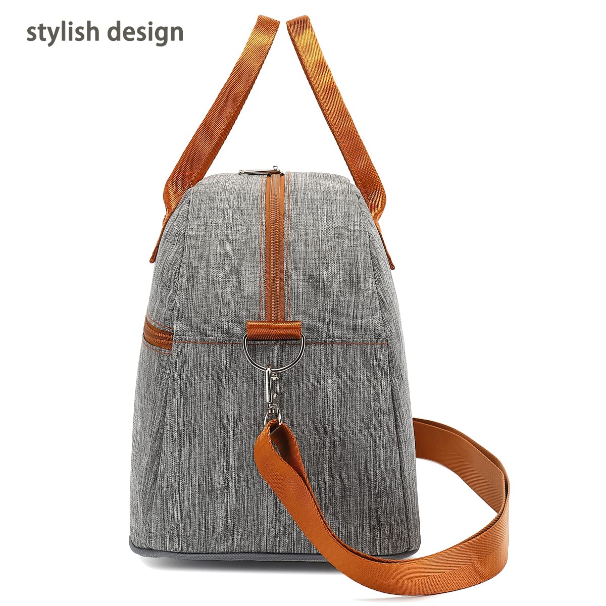 FlowFly Insulated Lunch Bag with Shoulder Strap - Large Reusable Freezable Cooler Tote for Women, Men & Kids - Perfect for Work, School, Travel & Meal Prep - Grey Lunch Box Organizer