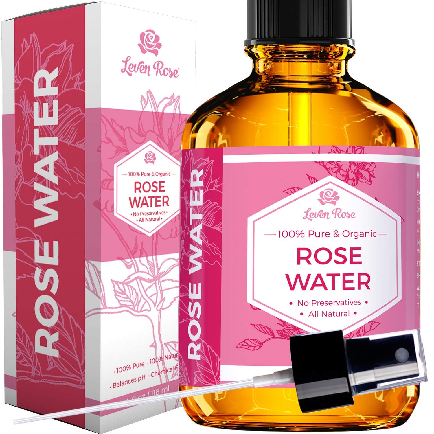 Leven Rose Jojoba Oil & Pure Moroccan Rosewater 4oz Bundle - Natural Facial Toner, Moisturizer for Skin, Hair, Body & Nails | Hydrating Skincare Set for Dry Skin, Anti-Aging & Daily Beauty Routine
