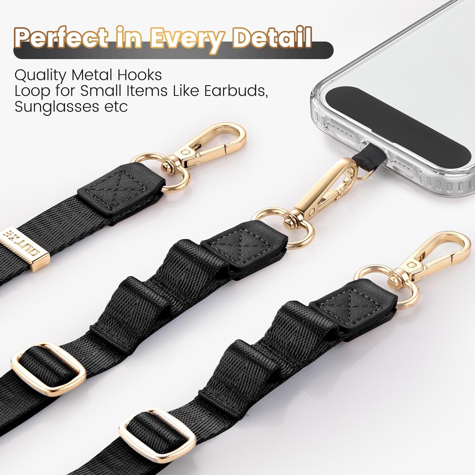 OUTXE Anti-Theft Phone Lanyard Set - 2 Crossbody Straps, 1 Wrist Strap & 4 Tabs - Universal Neck Phone Holder for iPhone, Samsung & Most Smartphones - Perfect for Travel, Work, Gym & Outdoor Activities