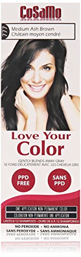 Cosamo Semi-Permanent Hair Dye - Ash Brown Medium (3.4oz) for Natural-Looking Highlights | Vegan & Cruelty-Free Hair Color | Perfect for Brunettes Wanting Cool-Toned Dimension | Great for Touch-Ups, DIY Coloring at Home, and Salon-Quality Results