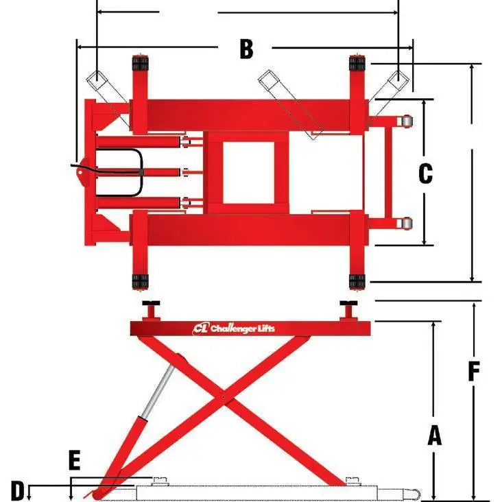 Challenger 6000 lbs Portable Mid-Rise Car Lift with Electric/Hydraulic Power Unit - MR6 Model for Auto Repair Shops & Home Garages