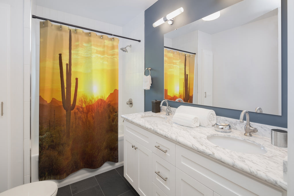 Desert Scene Shower Curtain - Waterproof Bathroom Decor for Modern Homes | Perfect for Spa-Like Showers & Boho Chic Bathrooms