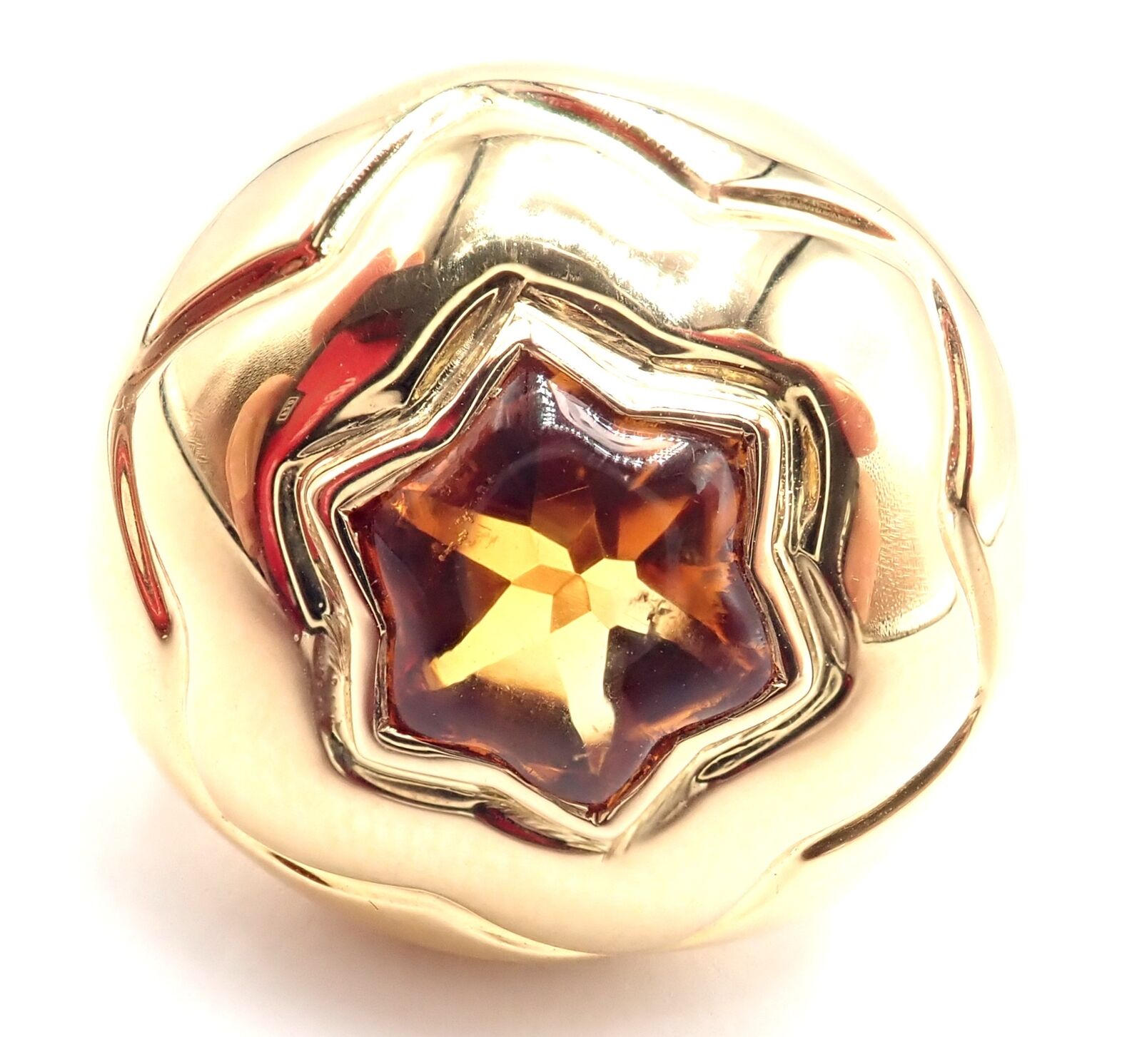 Authentic Bulgari Bvlgari 18k Yellow Gold Star of David Citrine Bombe Ring - Luxury Jewelry for Special Occasions & Gifts
