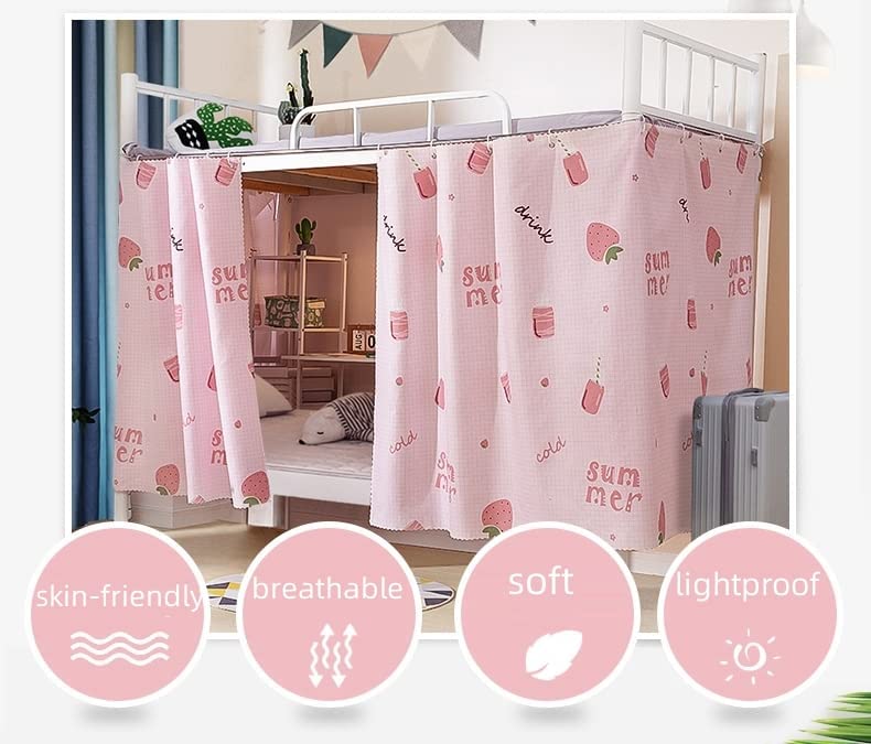 SIQITECHNO Blackout Bunk Bed Curtains - Privacy Dorm Room Curtain Set with Rope & Buckles, Breathable Dustproof Bed Canopy for Kids/Teens (Single/Twin/Loft Beds) - Perfect for College Dorms, Bedrooms & Sleepovers