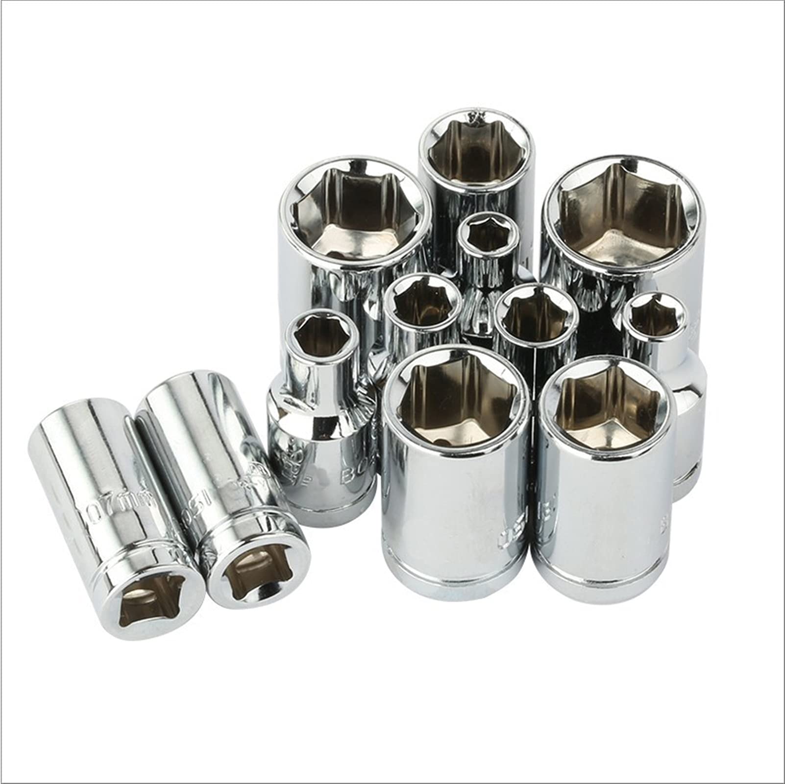 SUOFEILAIMU 13-Piece 1/4 Inch Drive 4-14mm Short Socket Set - Metric Wrench Head for Ratchet Spanner, Car Repair, Nut Removal - Perfect for Automotive Maintenance & DIY Projects