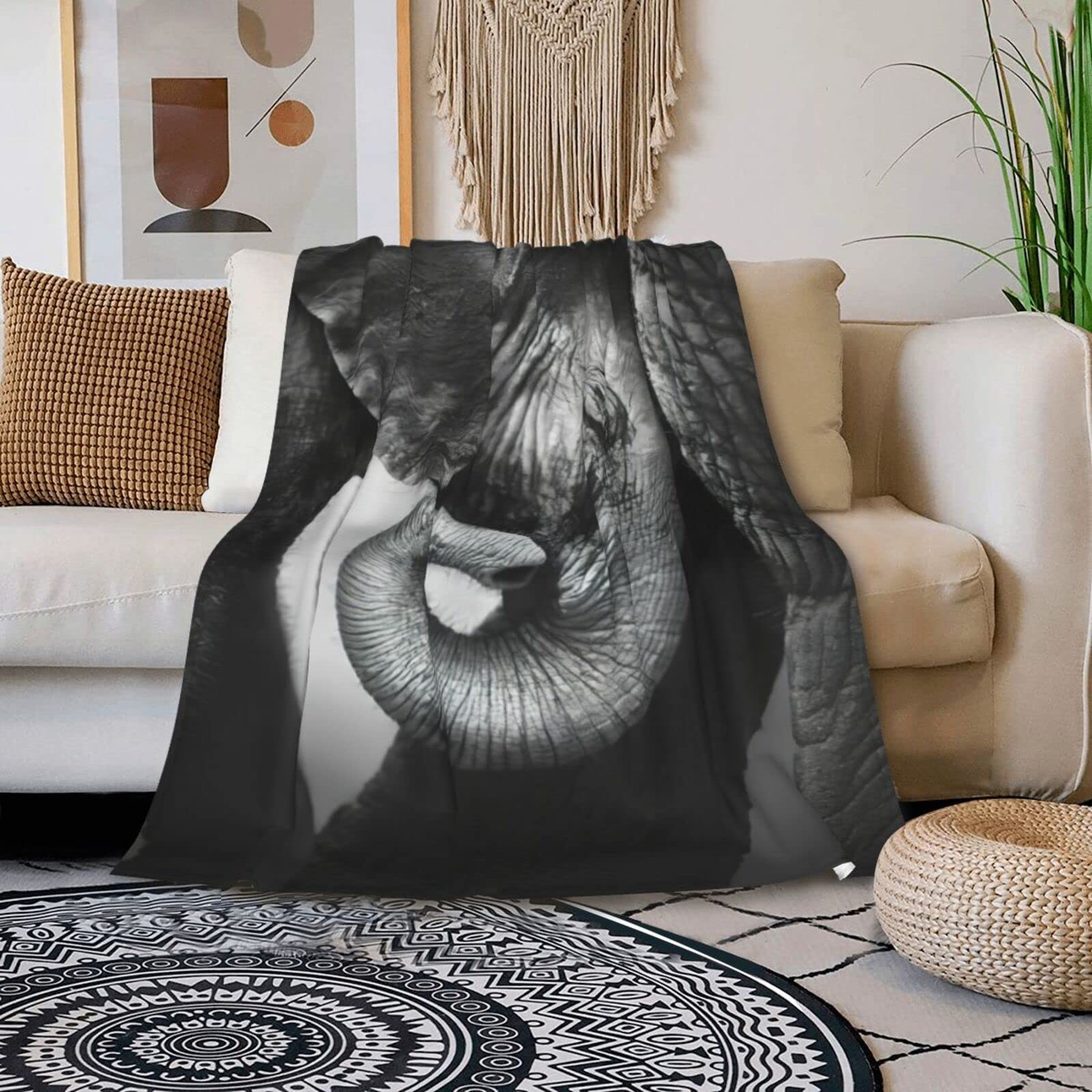 Ultra-Soft Baby Elephant & Mother Fleece Throw Blanket - Warm Micro Fleece Blanket for Adults, Bed, Couch & Living Room - Perfect for Cozy Nights, Gift Giving and Home Decor