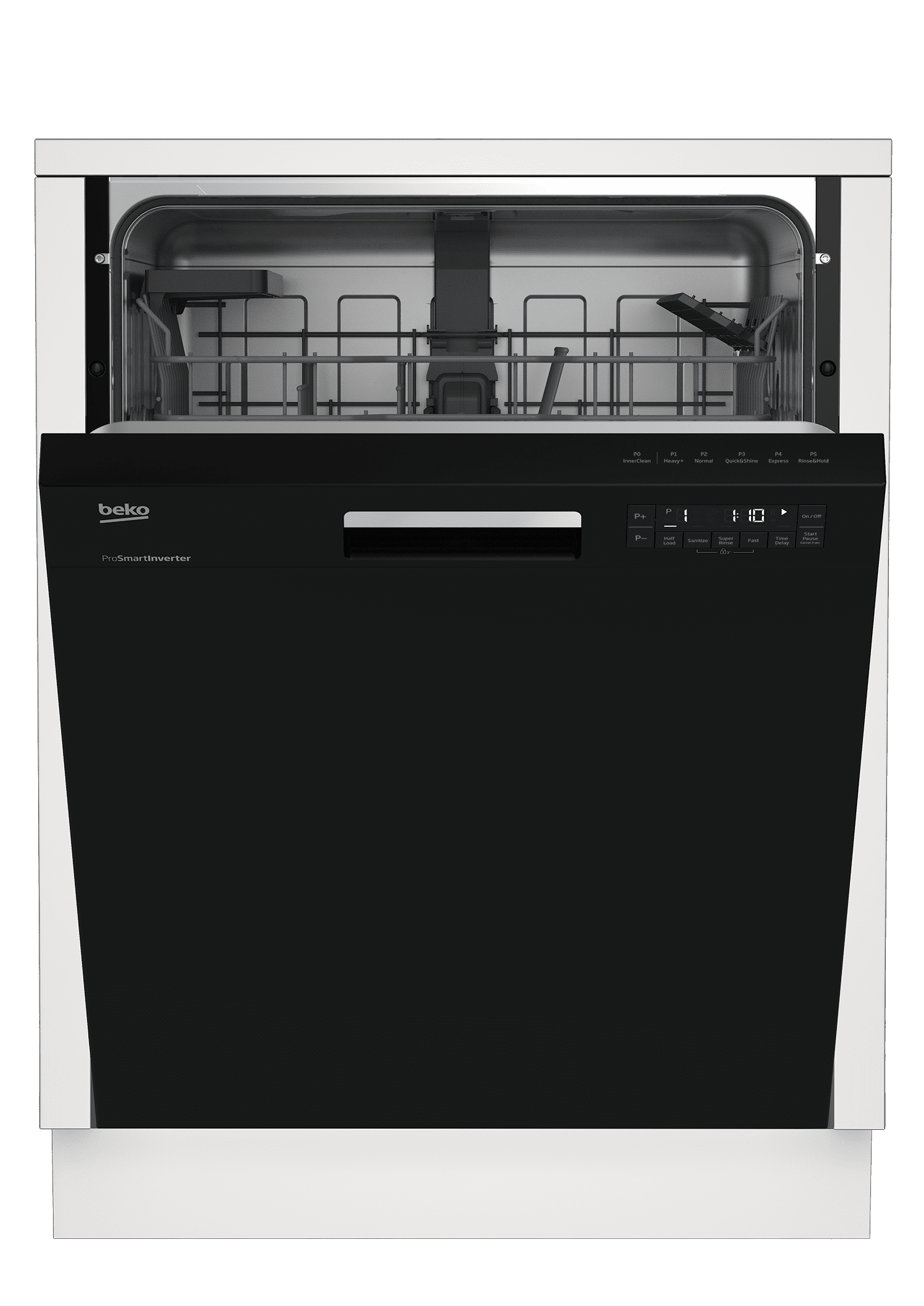 Beko DUT25401B 14-Piece Black Tall Tub Dishwasher - Ultra Quiet 48 dB Front Control Panel - Perfect for Large Families & Open-Concept Kitchens