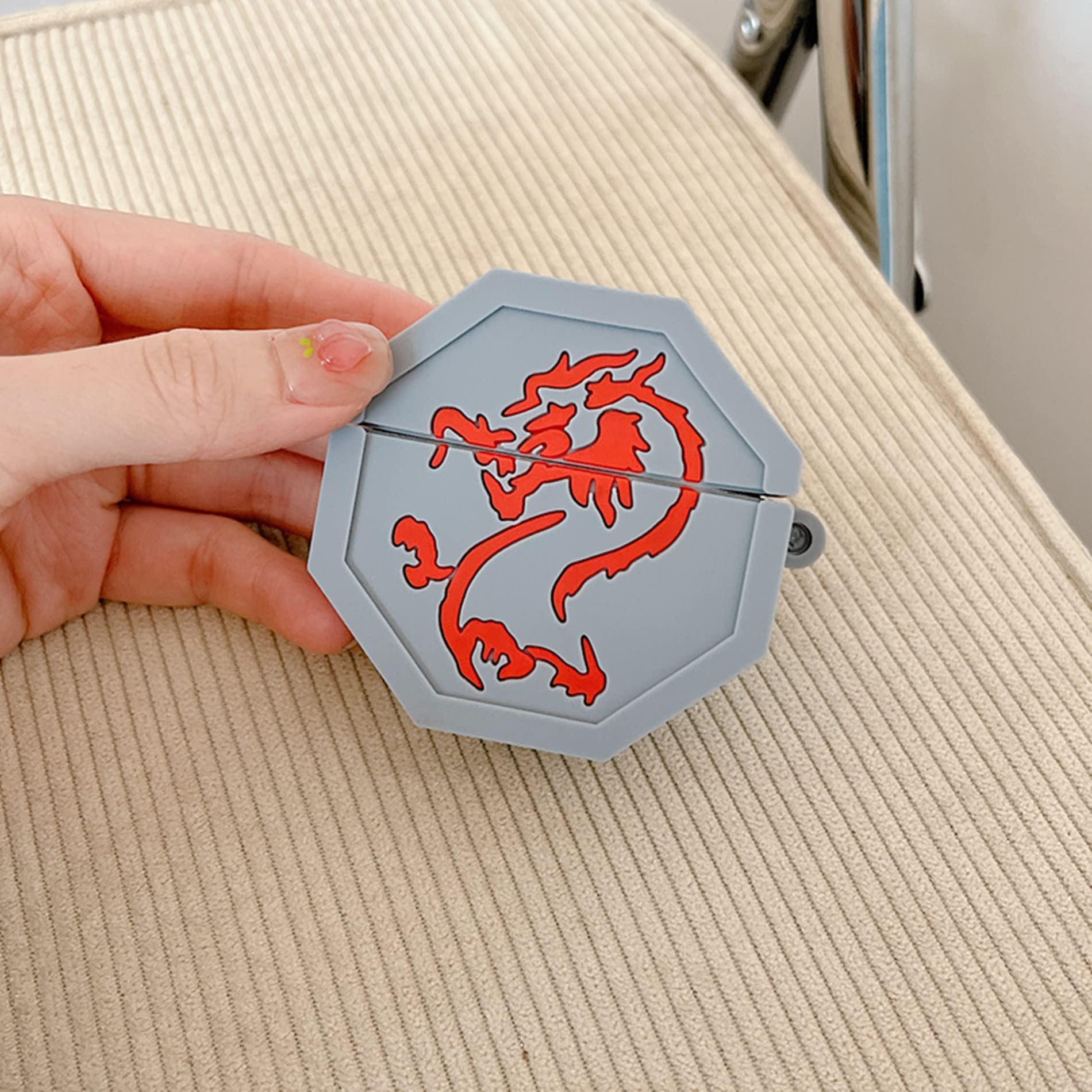 3D Cartoon Dragon Talisman AirPods Pro Case - PVC Silicone Protective Cover with Hook for AirPods Pro 1/2/3 - Inspired by Jackie Chan Adventures - Perfect for Travel, Gym & Daily Use