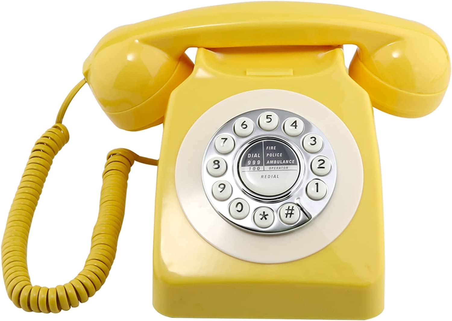Vintage Push Button Corded Landline Phone - Classic Retro Desk Telephone for Home, Office, Hotel & Bar | Old Fashioned Rotary Style Communication Device for Nostalgic Decor & Emergency Use