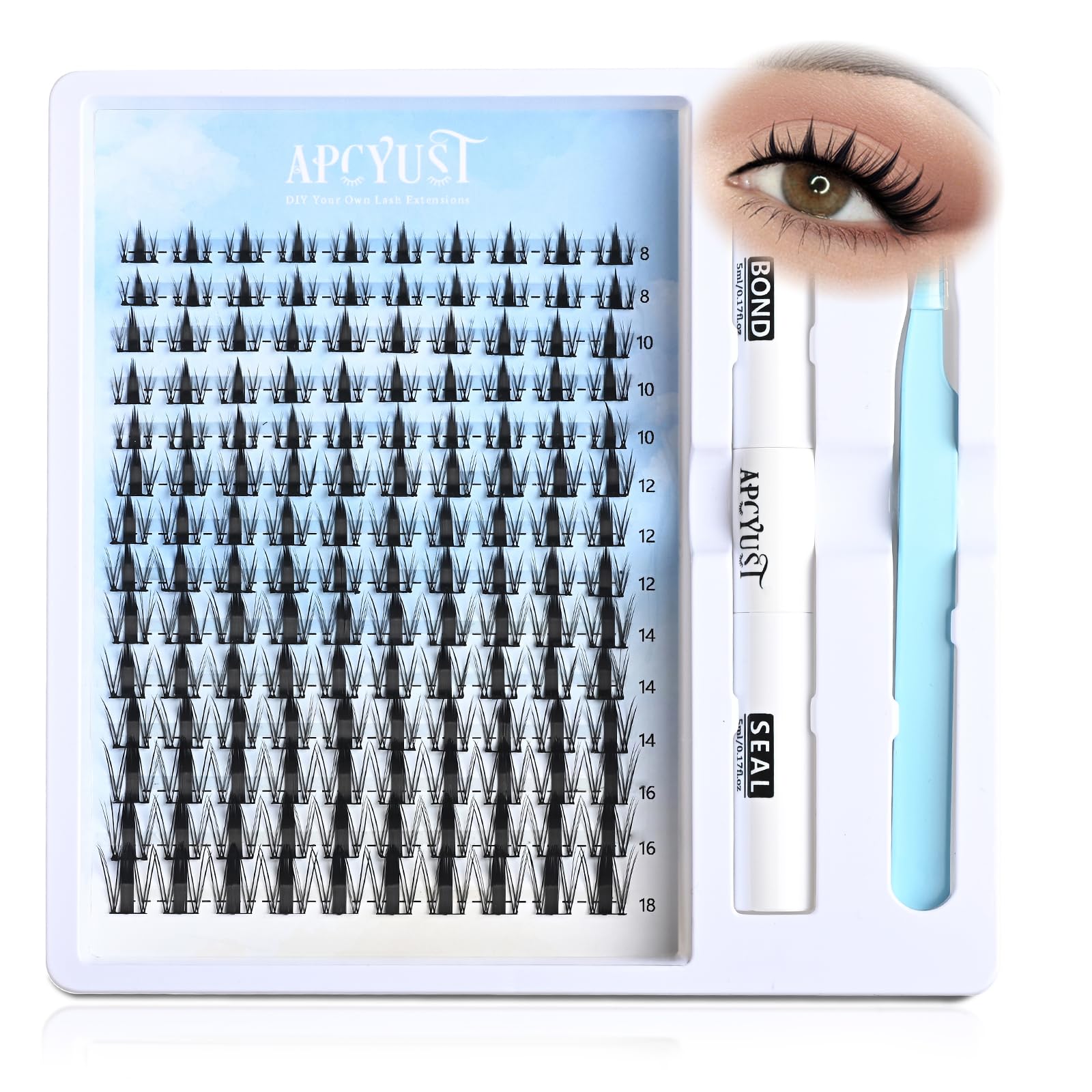 Fairy Lash Clusters Kit 8mm-18mm Manga C Curl Anime Eyelash Extensions - DIY Volume Natural Spike Lashes for Wet-Look Spiky Effect | Perfect for Cosplay, Halloween, and Dramatic Eye Makeup Looks