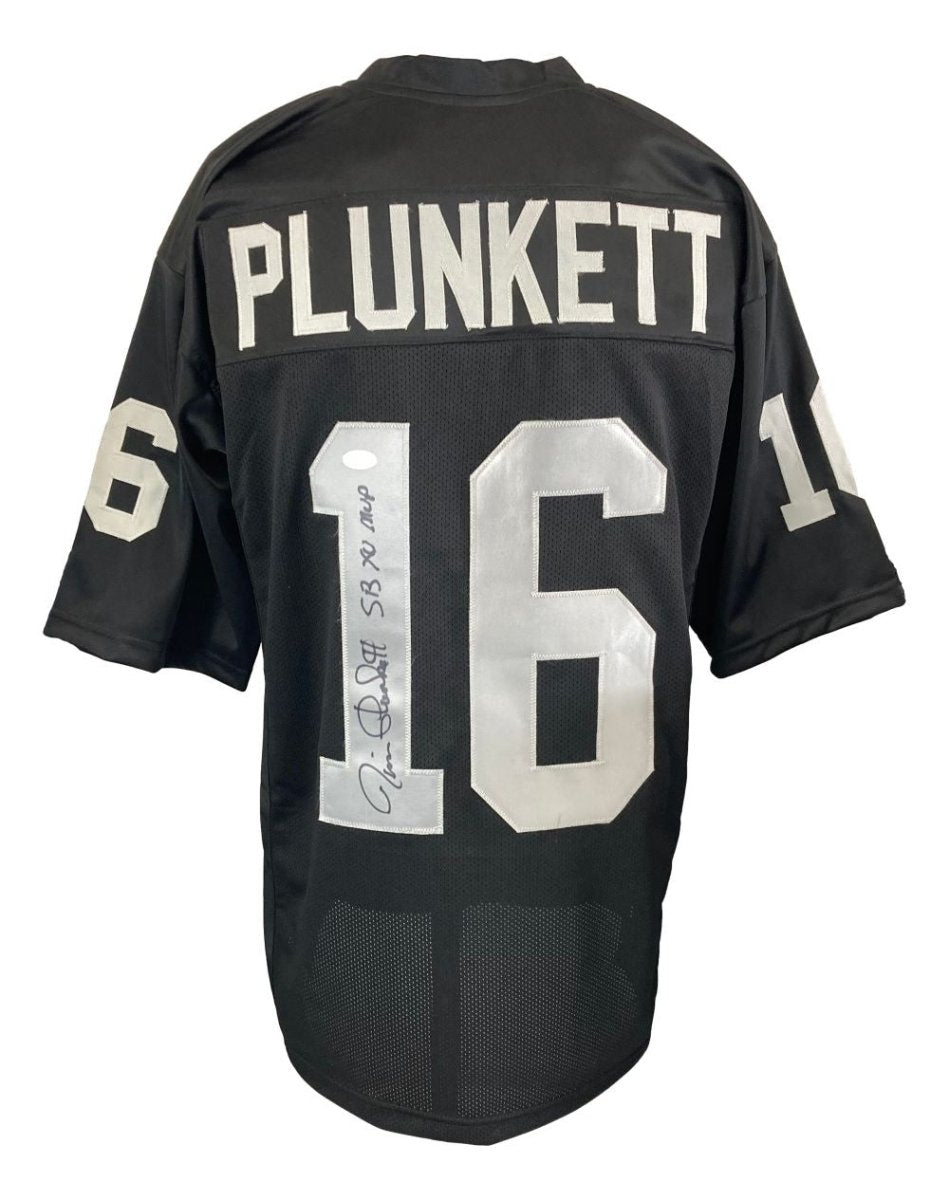 Jim Plunkett Oakland Raiders Signed Gray Football Jersey - SB XV MVP Inscribed with JSA COA - Perfect for NFL Memorabilia Collectors & Raiders Fans Display