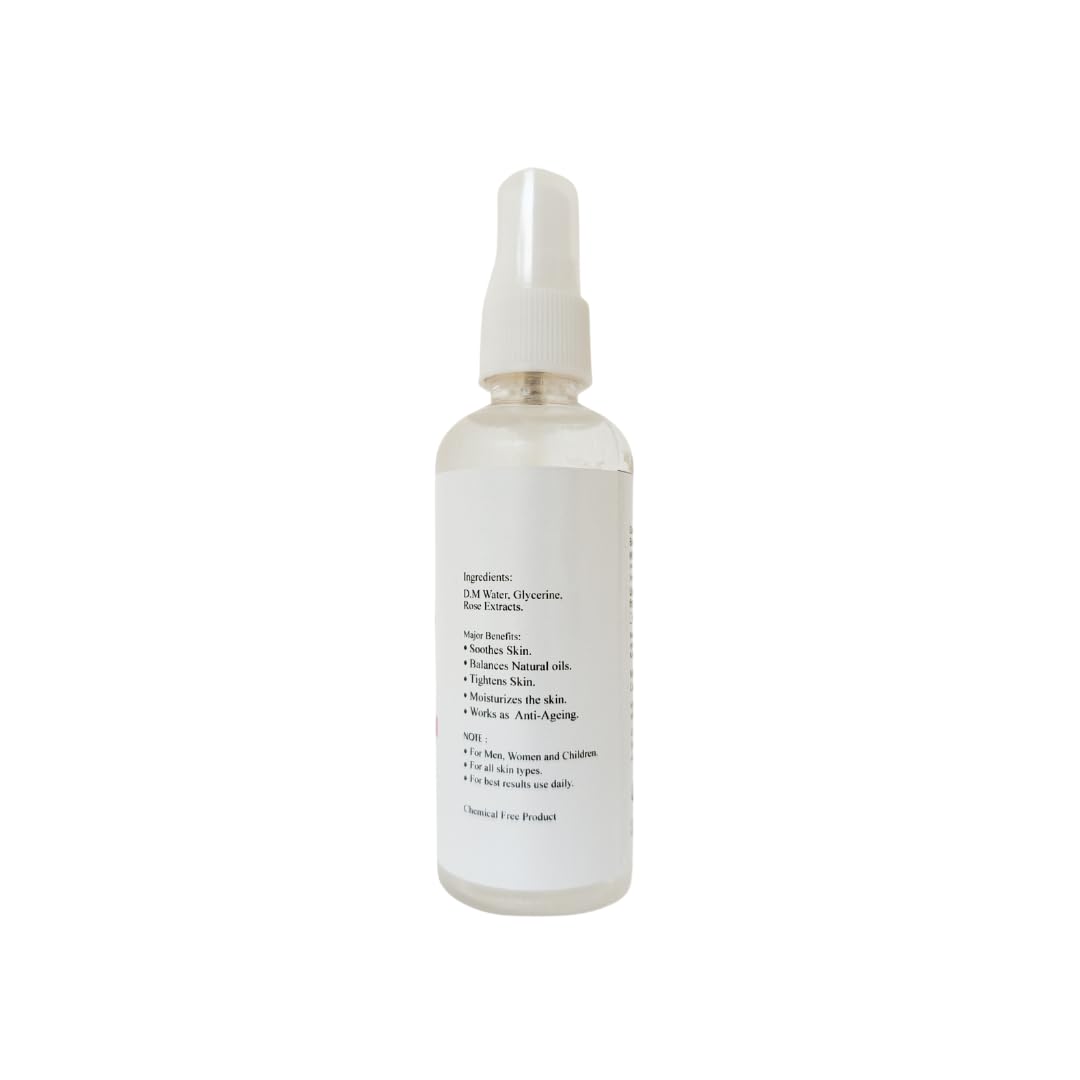 Camliqa 100% Pure Natural Rose Water - 100ml (3.4oz) | Alcohol-Free Facial Toner & Hydrating Mist for Skin Care, Makeup Setting & Hair Refreshment | Vegan & Cruelty-Free