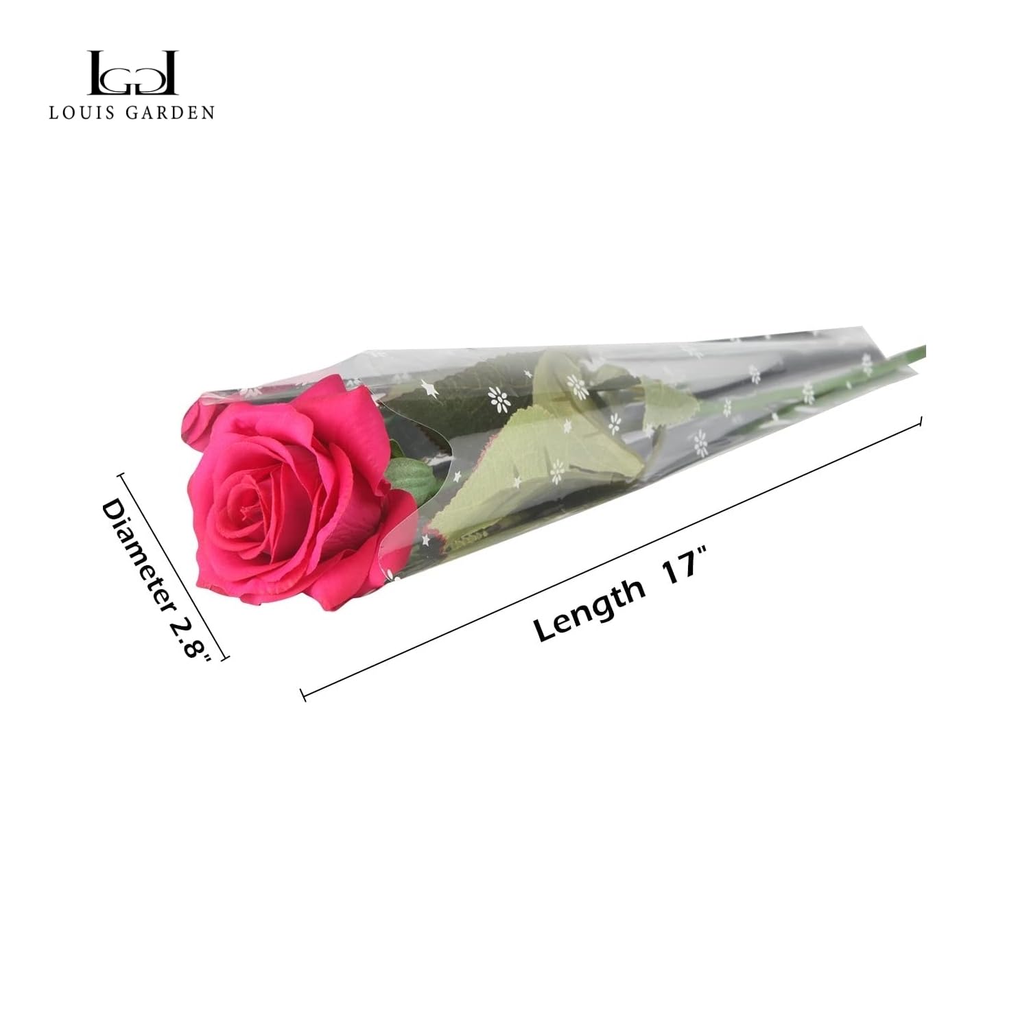 LG LOUIS GARDEN Artificial Red Rose Flower - Beauty and The Beast Inspired Rose Kit - Single Fake Flower for Home Decor, Wedding Centerpieces, Anniversary & Mother's Day Gifts - Perfect for Table Decor, Romantic Dinners, and Themed Party Decorations