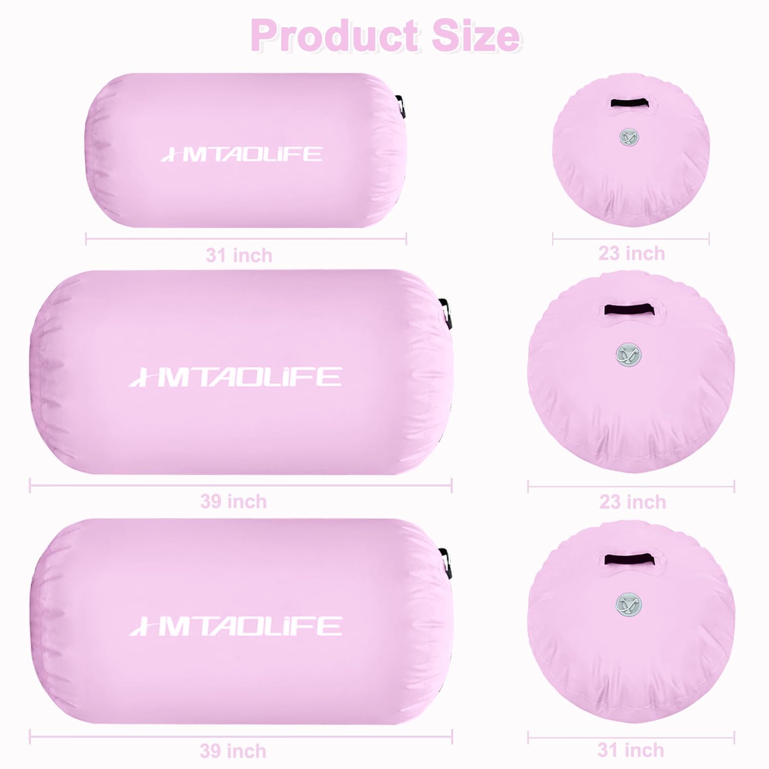 Inflatable Gymnastics Air Roller Barrel for Kids & Adults - Tumbling Mat, Yoga Backbend Trainer, Cheerleading Practice Equipment - Perfect for Home Gym, Studio & Outdoor Training