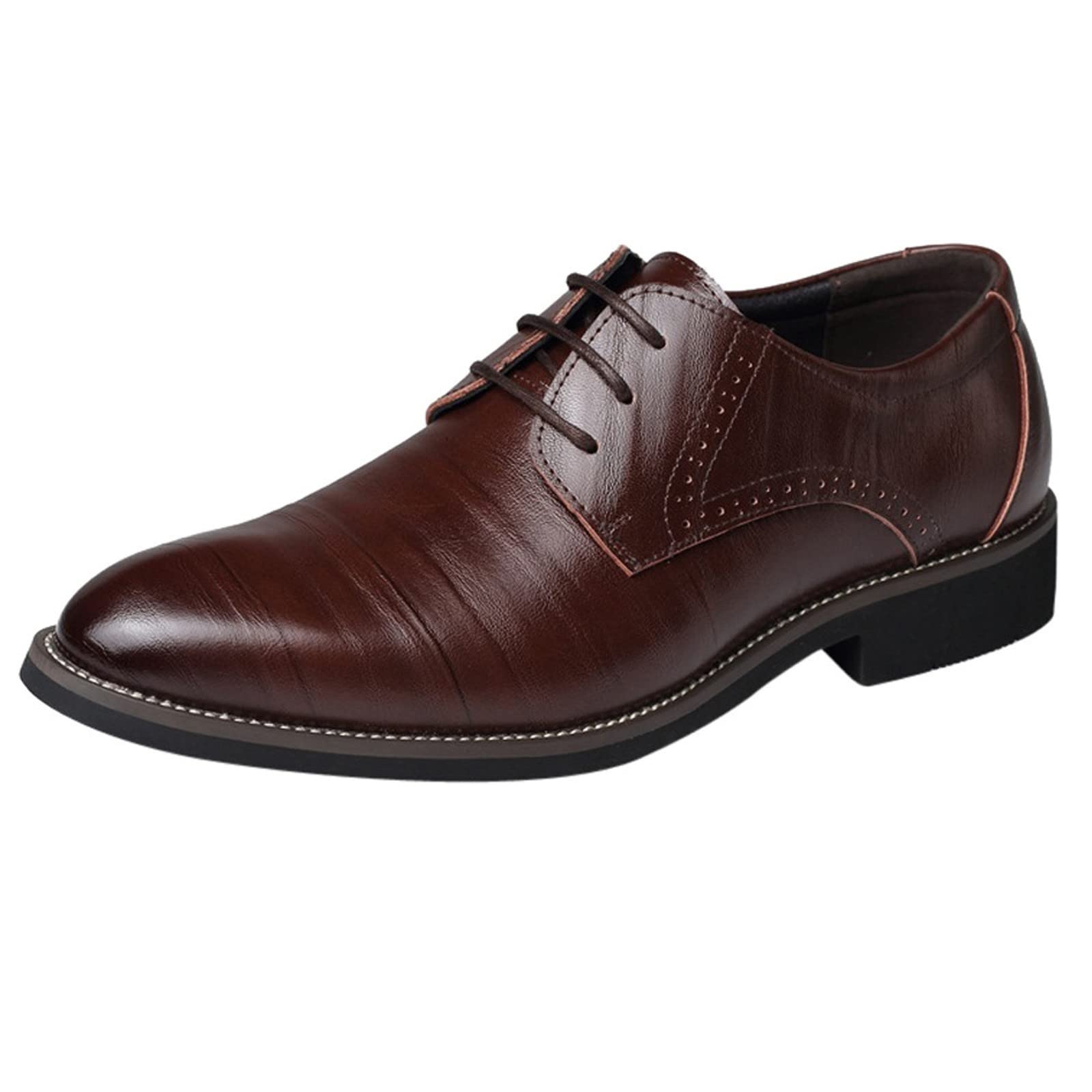 Classic Men's Dress Shoes - Slip On PU Leather Oxfords with Low Rubber Sole & Block Heel | Formal Work Shoes for Business, Office & Special Occasions