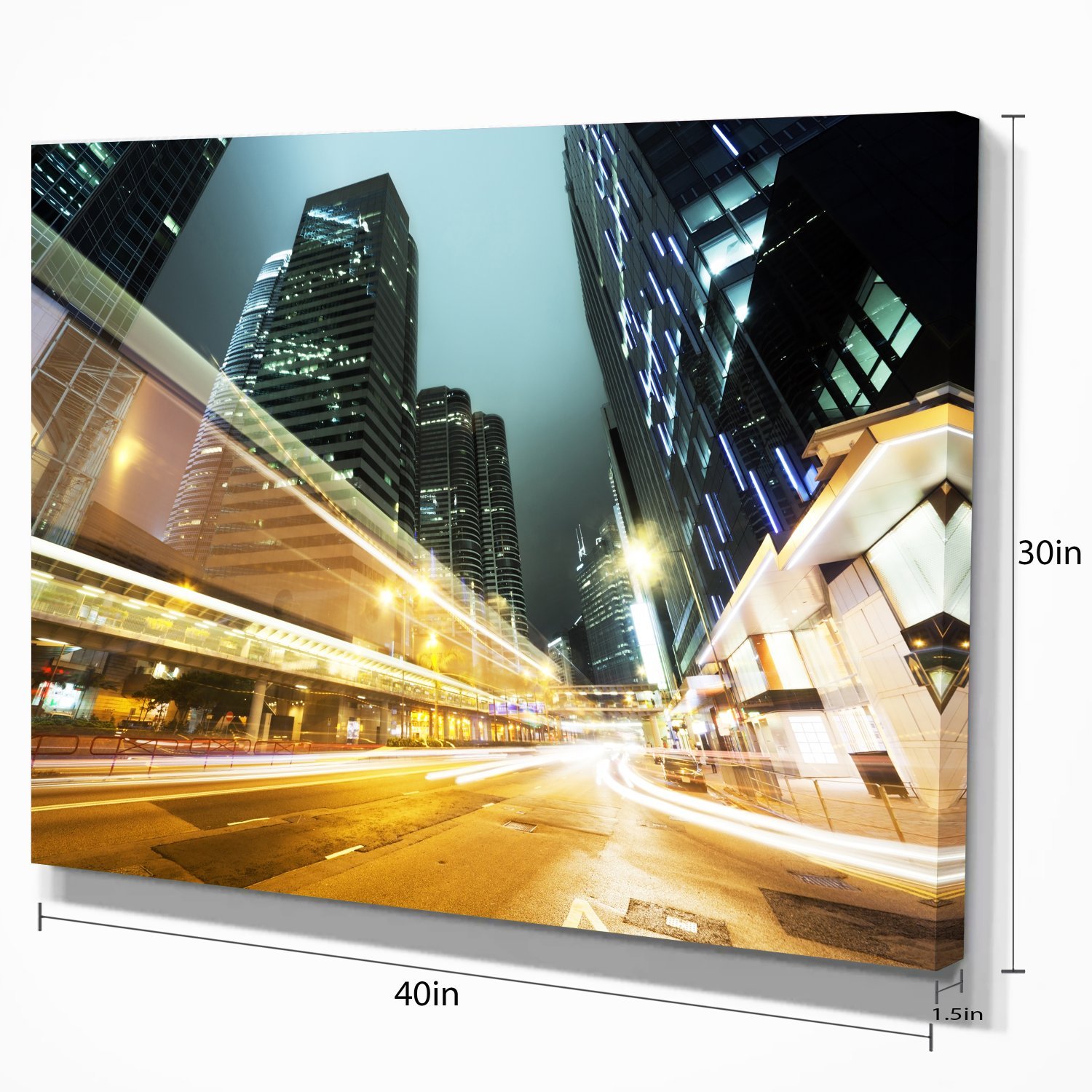 Hong Kong Night Cityscape Canvas Print - Vibrant Urban Traffic Wall Art for Home & Office Decor