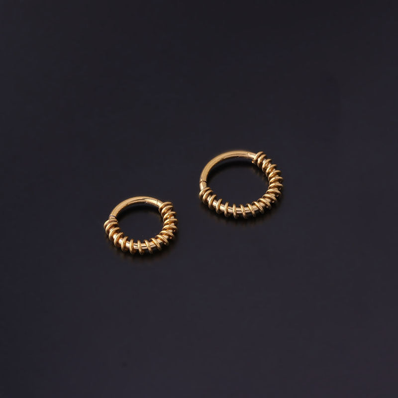 16G 8mm 10mm Stainless Steel Wire Wrap Nose Septum Ring - HSPJ718 | Hypoallergenic Body Jewelry for Women & Men | Perfect for Septum Piercing, Nose Hoops & Boho Style