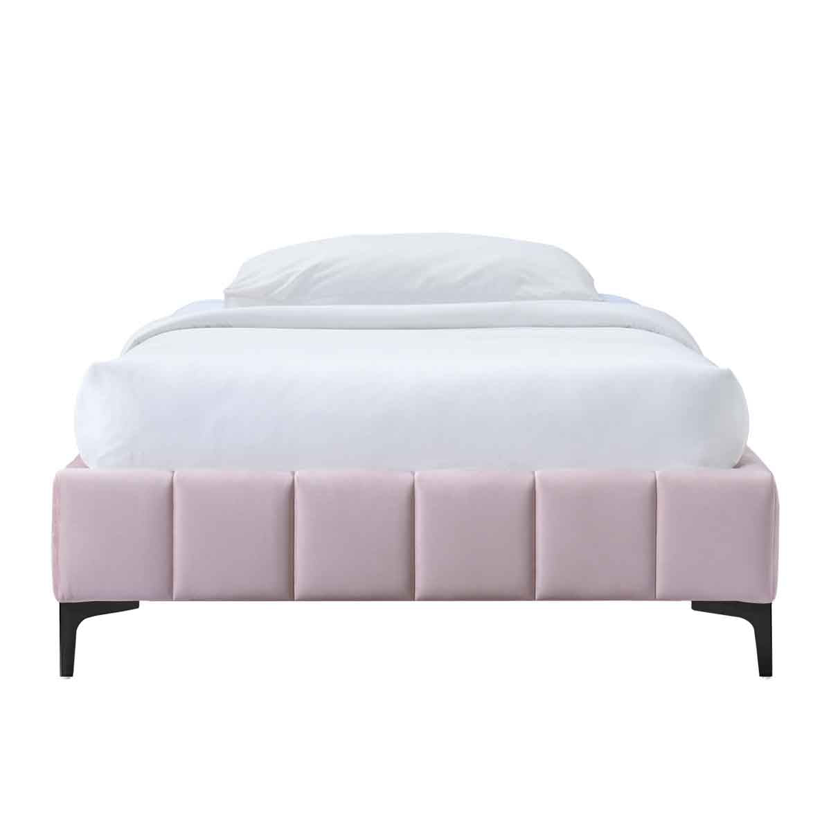 Georgia Velvet King Single Bed Frame (Blush) - Luxurious Upholstered Bed Frame for Small Spaces, Perfect for Guest Rooms, Apartments & Dormitories
