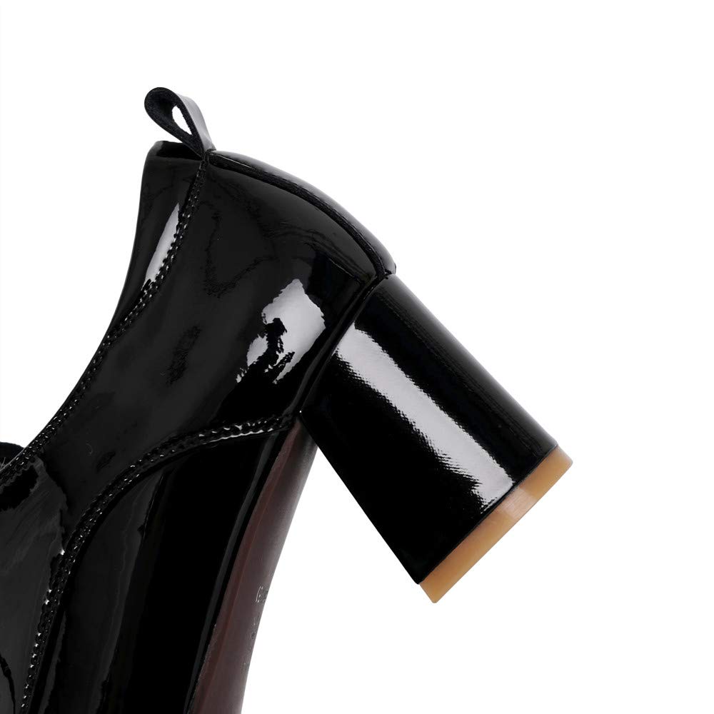 TinaCus Women's Glossy Patent Leather Oxford Shoes - Handmade Round Toe Self-Tie Mid Heel Chunky Heels for Women | Perfect for Office, Casual Wear & Special Occasions