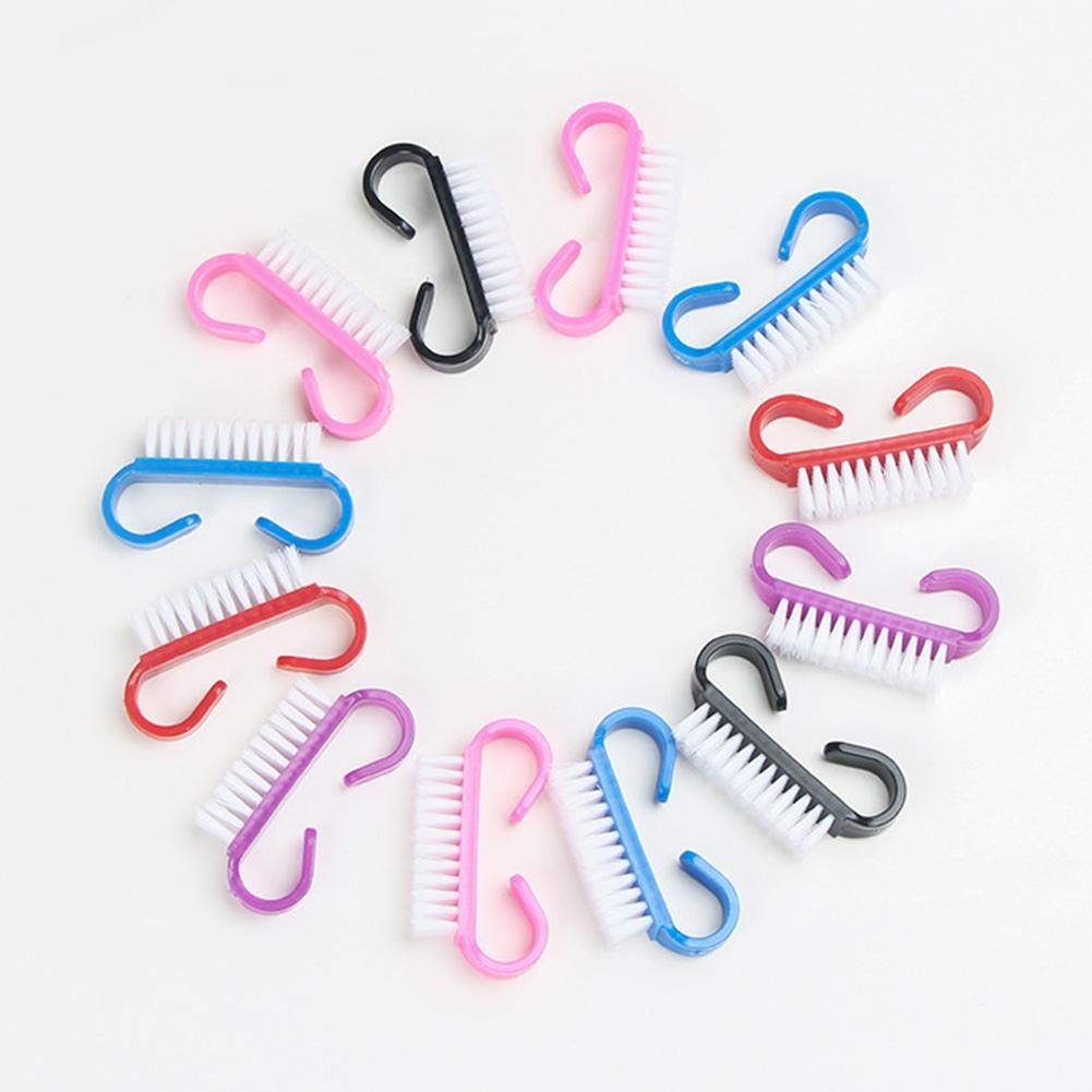 Small Horn Shape Plastic Nail Brushes for Manicure & Pedicure - Durable Dust Cleaning Brush for Nail Art, Portable Nail Care Tool (Random Color) - Perfect for Home Salon, Travel & Professional Use