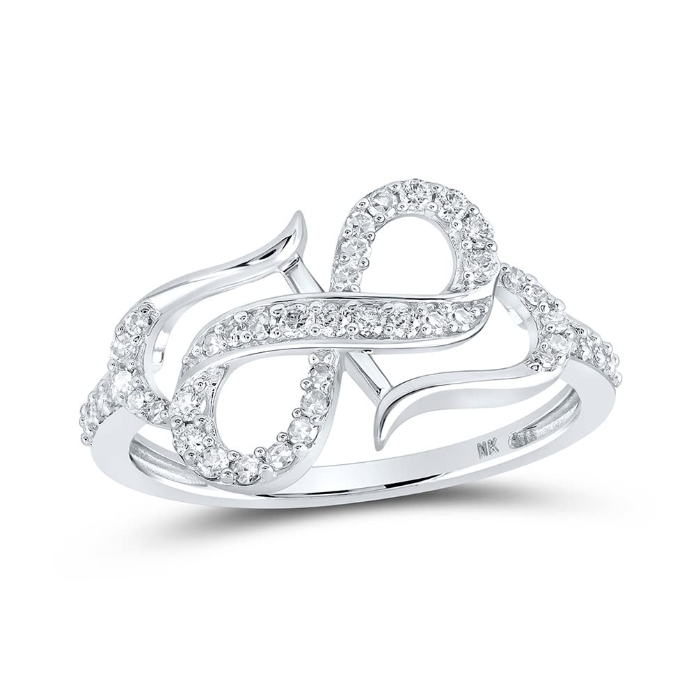 10K White Gold Women's Round Diamond Infinity Heart Ring - 1/3 CTTW - Elegant Jewelry for Engagement, Anniversary & Valentine's Day Gifts
