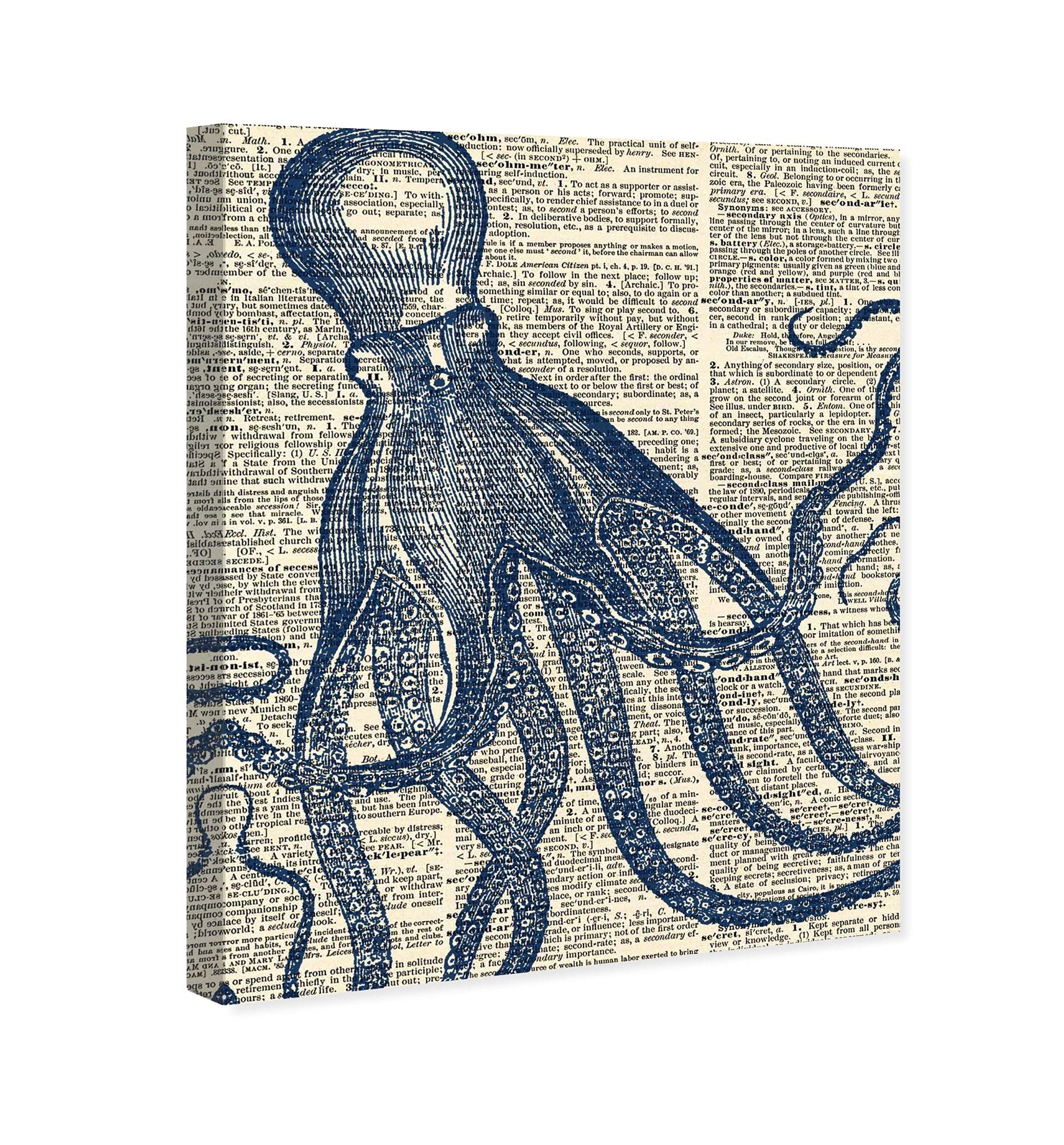 Nautical & Coastal Wall Art Canvas Print - Marine Life Octopus Dictionary Home Decor by Oliver Gal Artist Co. - 24