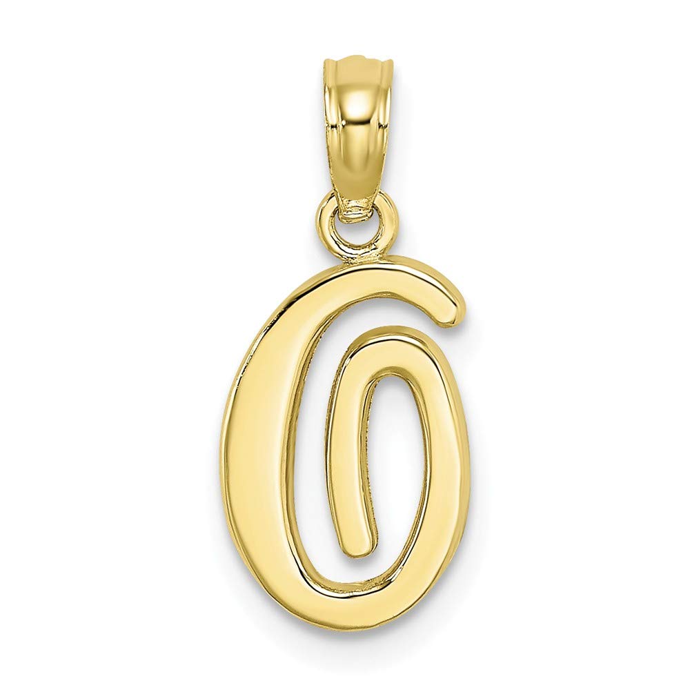 10K Yellow Gold Small Letter O Script Initial Charm Pendant - High Polish Finish - Perfect for Necklaces, Bracelets & Personalized Jewelry Gifts