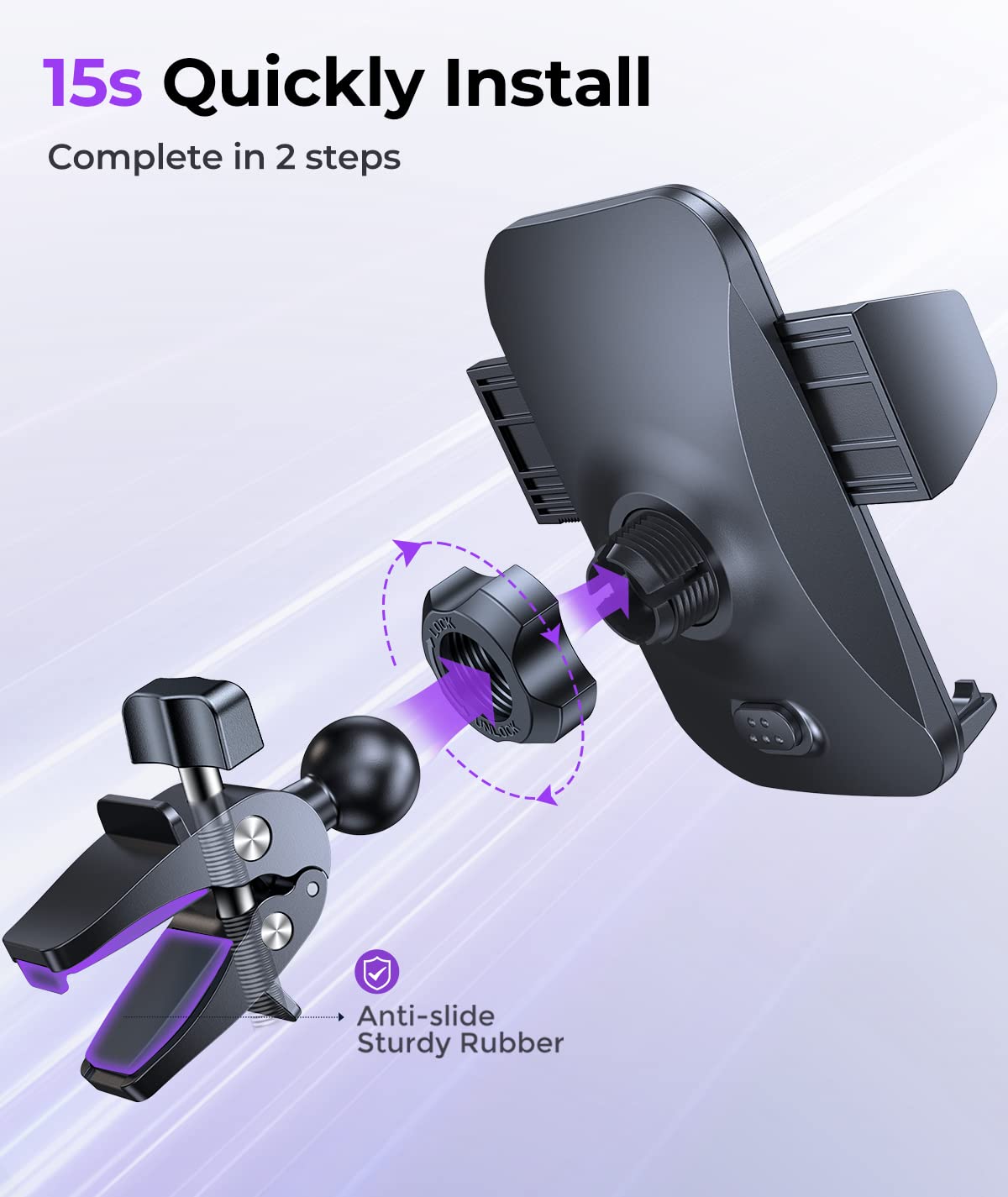 Universal Car Phone Holder Mount - Compatible with Thick Cases, iPhone, Samsung & All Smartphones - Hands-Free Driving Accessory for Safe Navigation & Calls