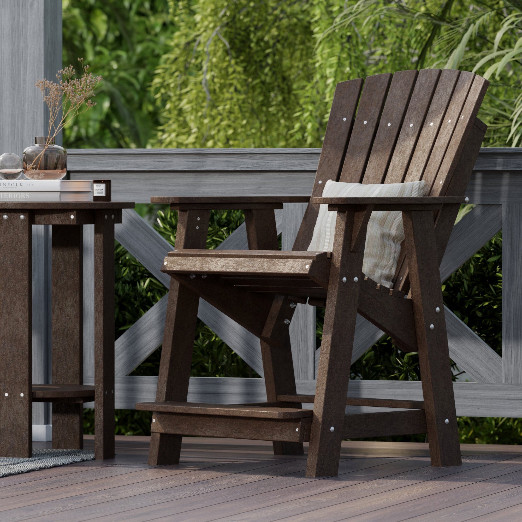 Premium Heritage High Adirondack Chair - Solid Wood Outdoor Patio Furniture for Garden, Deck, Poolside & Backyard Relaxation