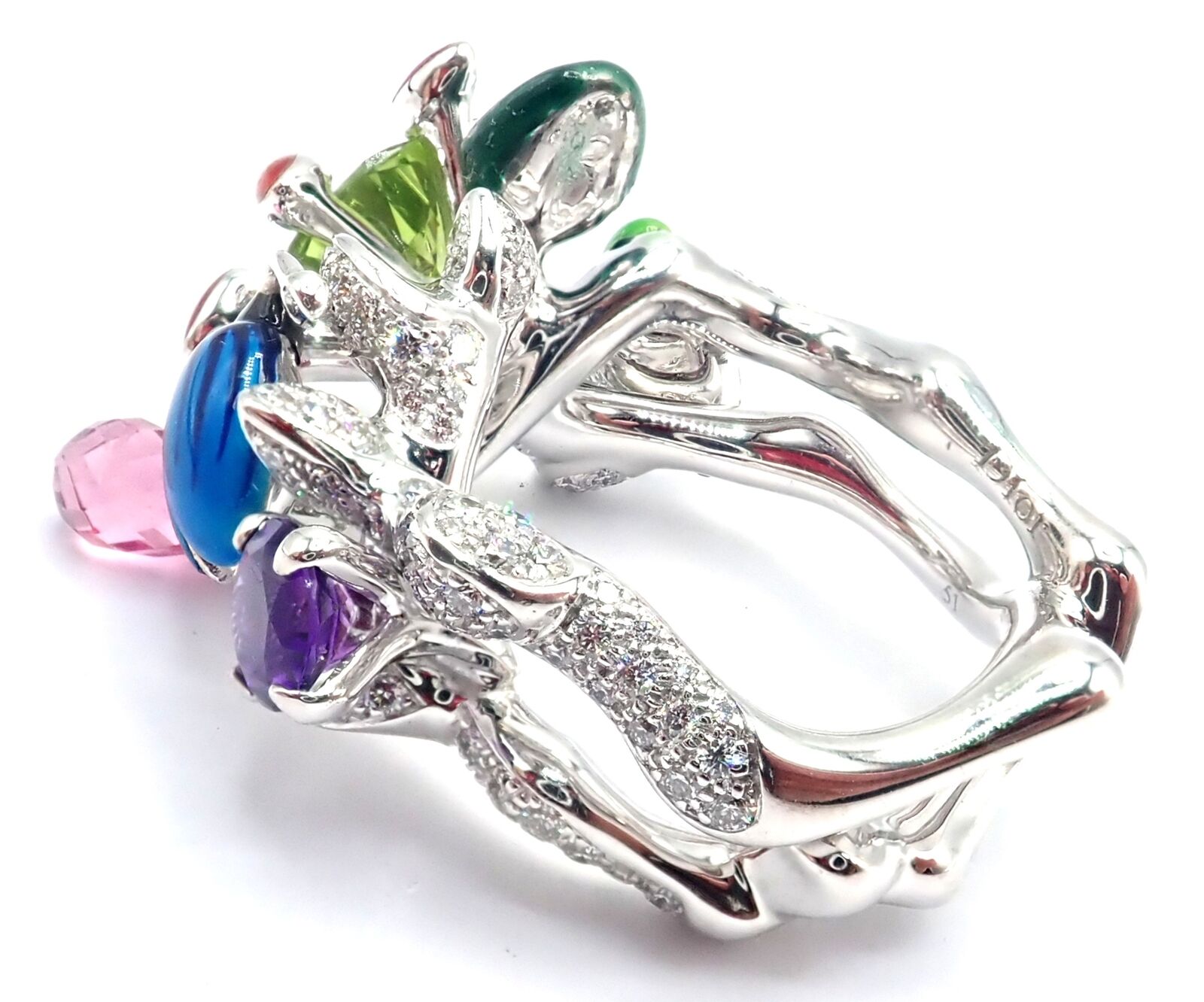 Christian Dior Milly Carnivora Epinosa 18K Gold Diamond Peridot Tourmaline Ring - Luxury Jewelry for Women, Perfect for Weddings, Anniversaries & Special Occasions
