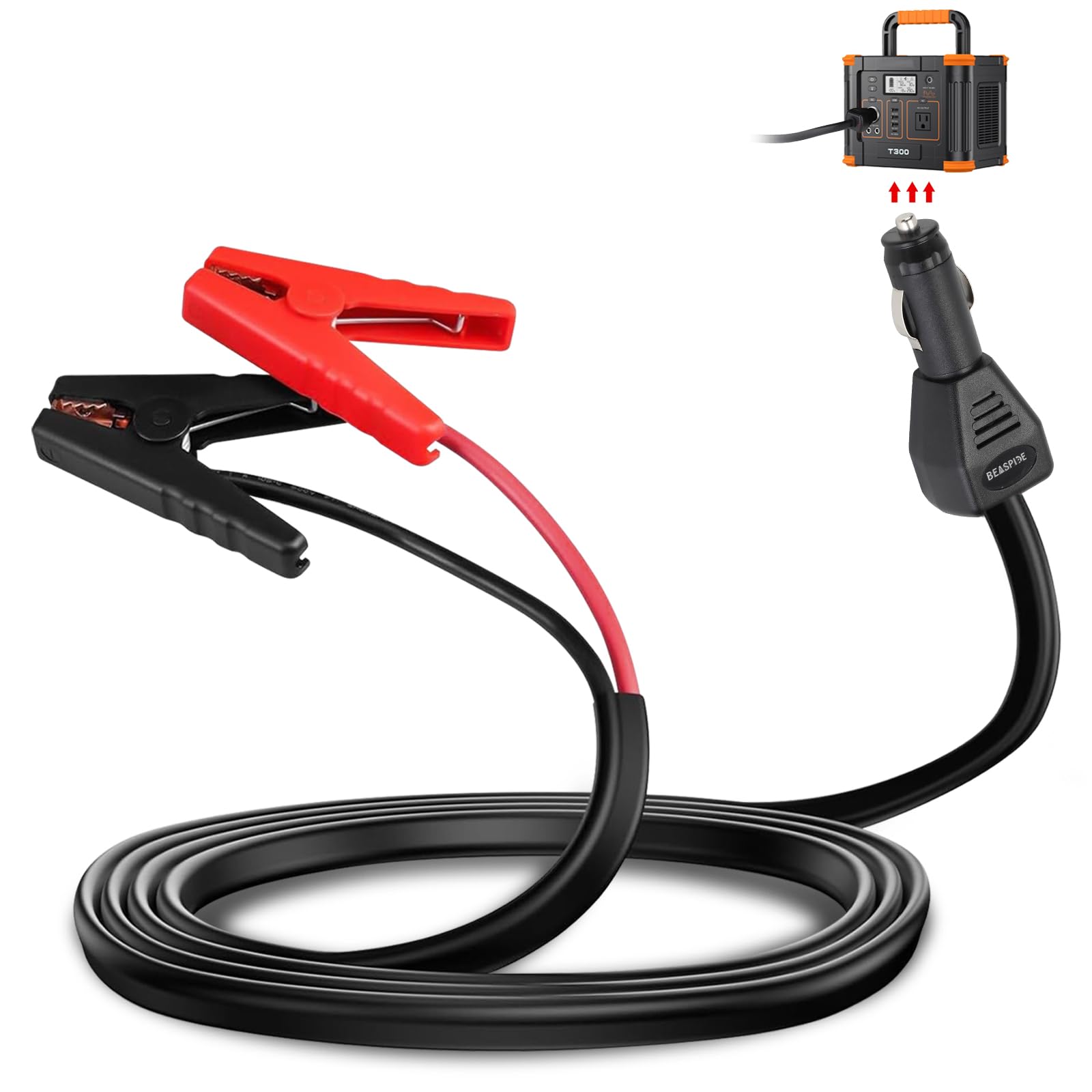 Beaspire 12V 10A Jumper Cables for Energy Storage Battery & Portable Power Station - Universal Car Charging Adapter with 5.9FT 8AWG Cable & Carry Bag - Perfect for Emergency Jump Starts, Camping, and Power Tool Charging