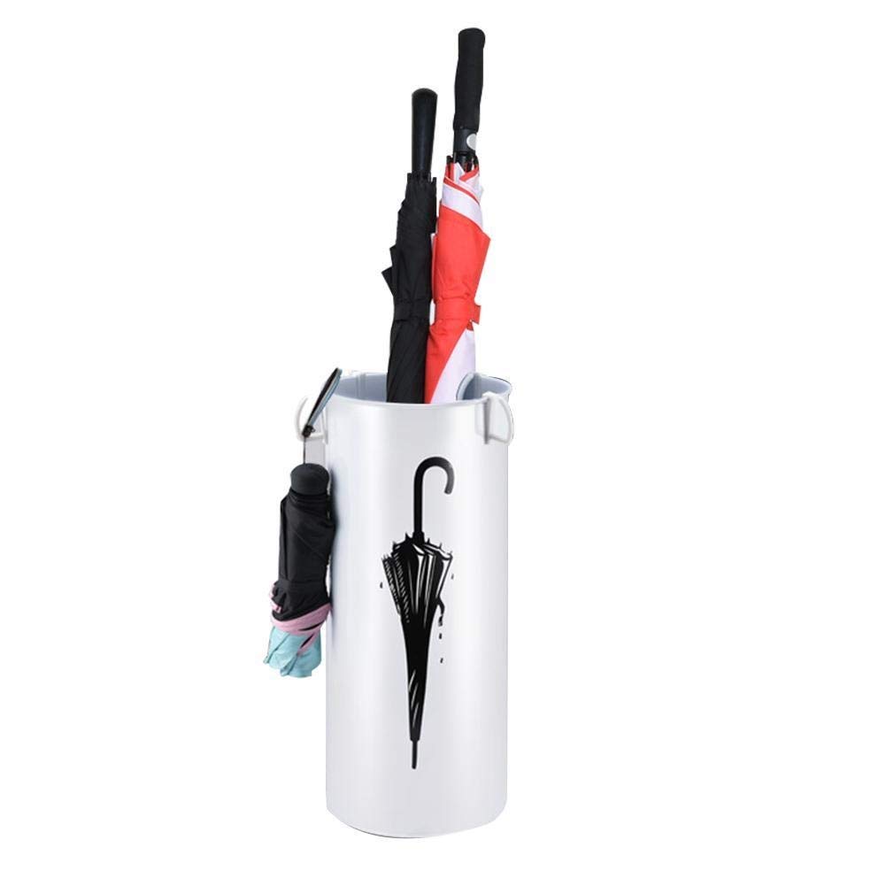 YFJLOVE White Round Iron Umbrella Stand with Moisture Storage - Heavy Duty Umbrella Holder for Home, Hallway, Entryway, Office - Perfect for Rainy Days & Organized Entry Spaces