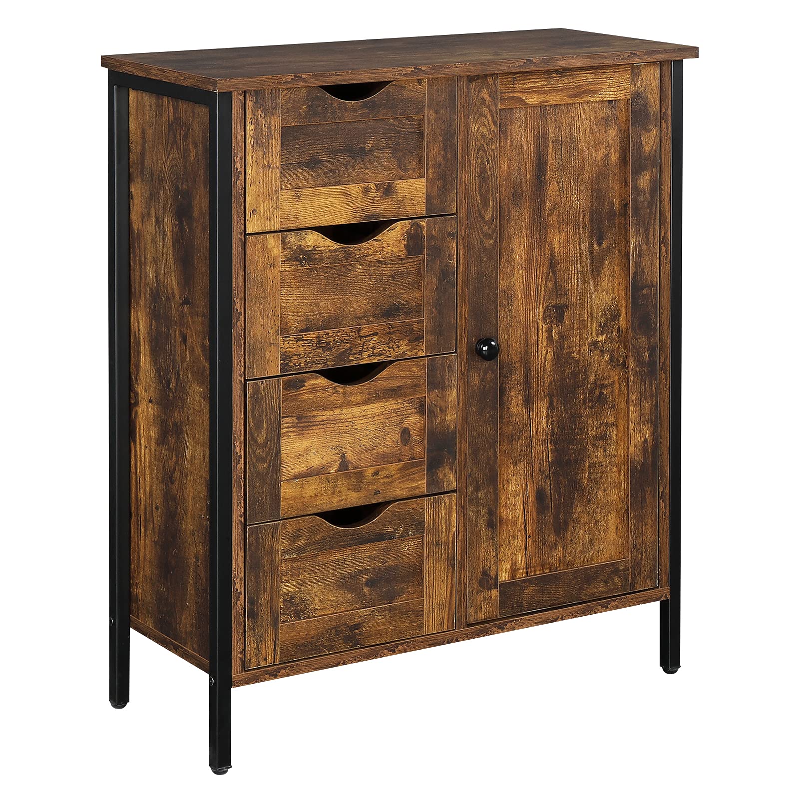 MengK Fire Cloud MDF Bathroom Vanity with Triamine Finish, 4 Drawers & 1 Door, Steel-Wood Structure - Perfect for Modern Bathroom Storage & Organization