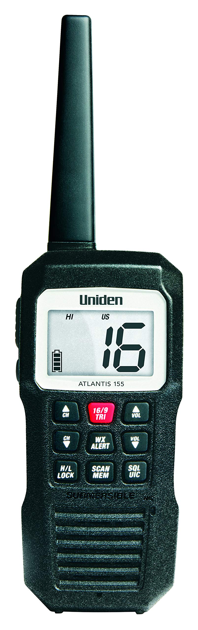 Uniden Atlantis 155 Waterproof Handheld VHF Marine Radio with NOAA Weather Alerts | SeaSense Large Air Horn for Boats | Emergency Communication & Safety Gear for Sailing, Fishing & Water Sports