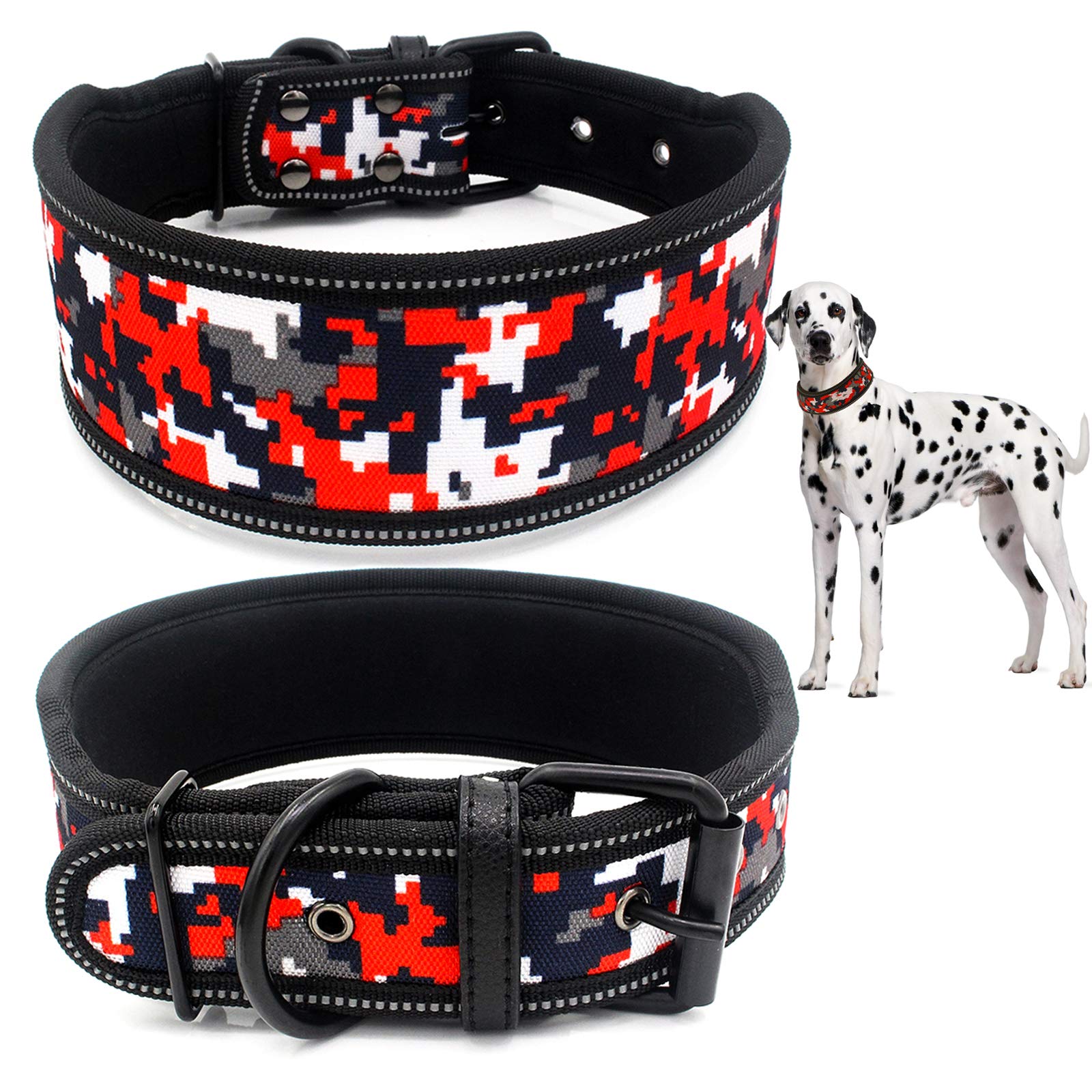 **Reflective Adjustable Heavy Duty Padded Dog Collar with Soft Lining - 2
