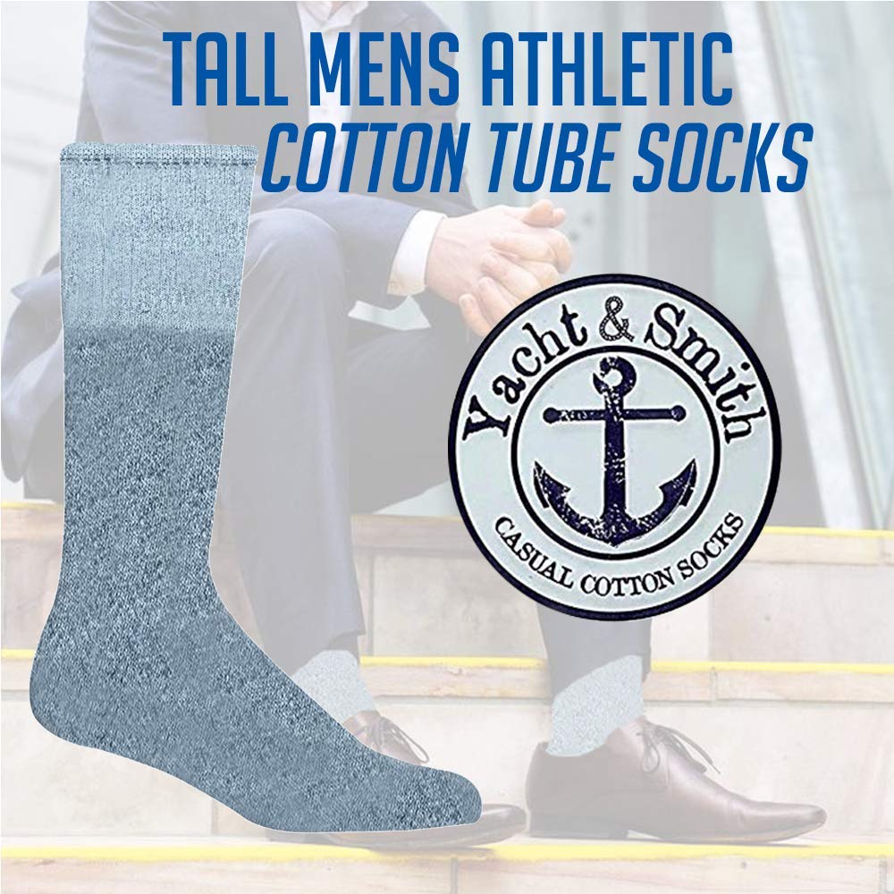 Yacht & Smith 28 Inch Men's Long Cotton Tube Socks - Bulk Wholesale (Size 10-13) for Running, Basketball & Outdoor Sports