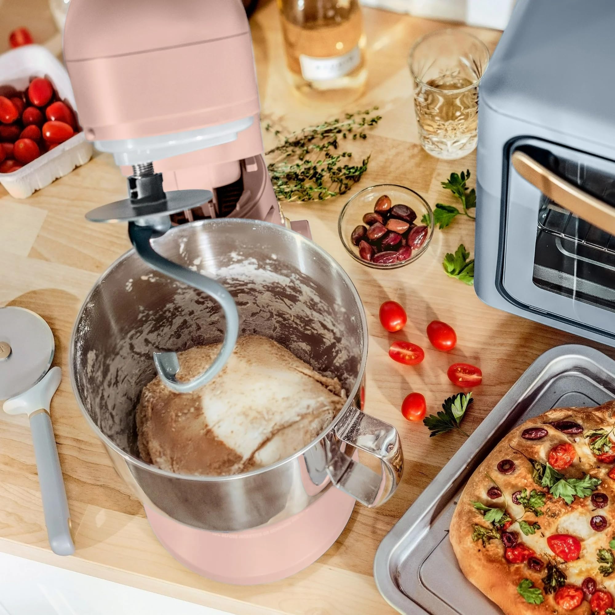 5.3 Qt Stand Mixer with Tilt-Head - Lightweight Powerful 300W Motor - 12 Speed Settings - Includes Beater, Whisk & Dough Hook - Splash Shield - by Drew Barrymore (Rose) - Perfect for Baking Cakes, Cookies, Bread & Pastries at Home
