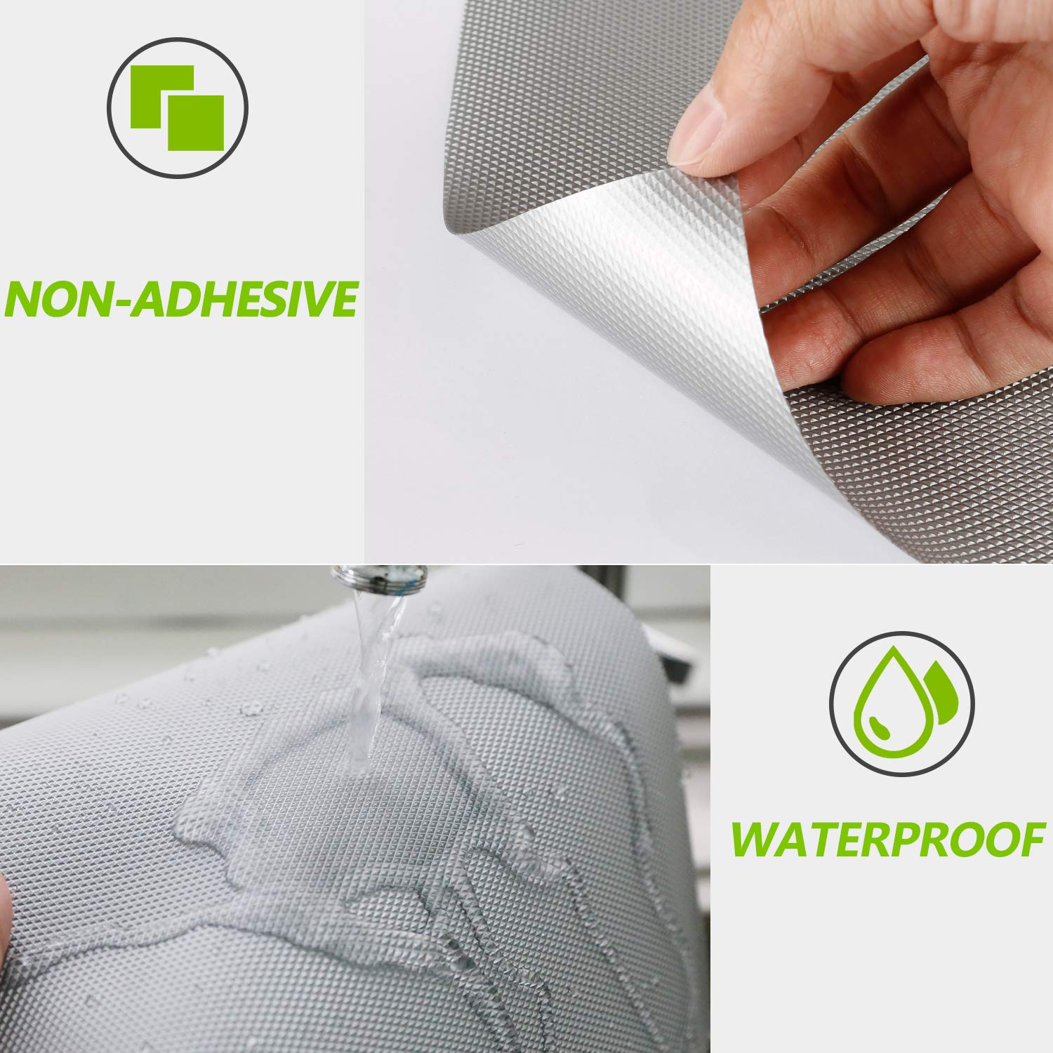 Non-Slip Waterproof Kitchen Shelf & Drawer Liners - Durable Refrigerator Mats for Cabinets, Pantry & Shelves | Perfect for Organizing Food Storage, Protecting Surfaces & Easy Cleaning