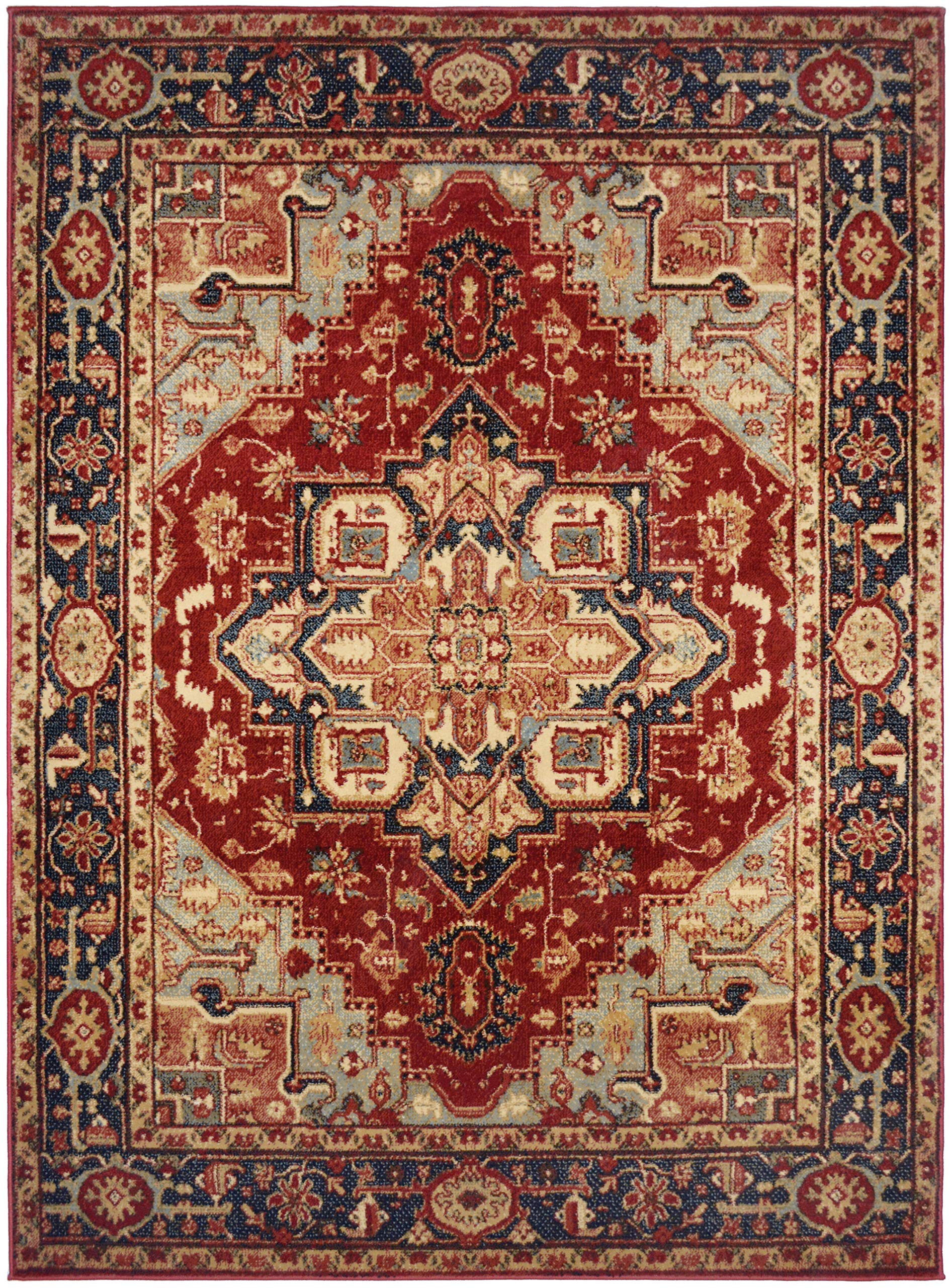 Mayberry Rug Heriz Area Rug 5x7 ft - Handmade Persian Style Vintage Oriental Rug - Non-Slip Durable Living Room Carpet for Home Decor, Bedroom, Office (Multi-Color) - Perfect for Boho, Farmhouse & Modern Interior Design