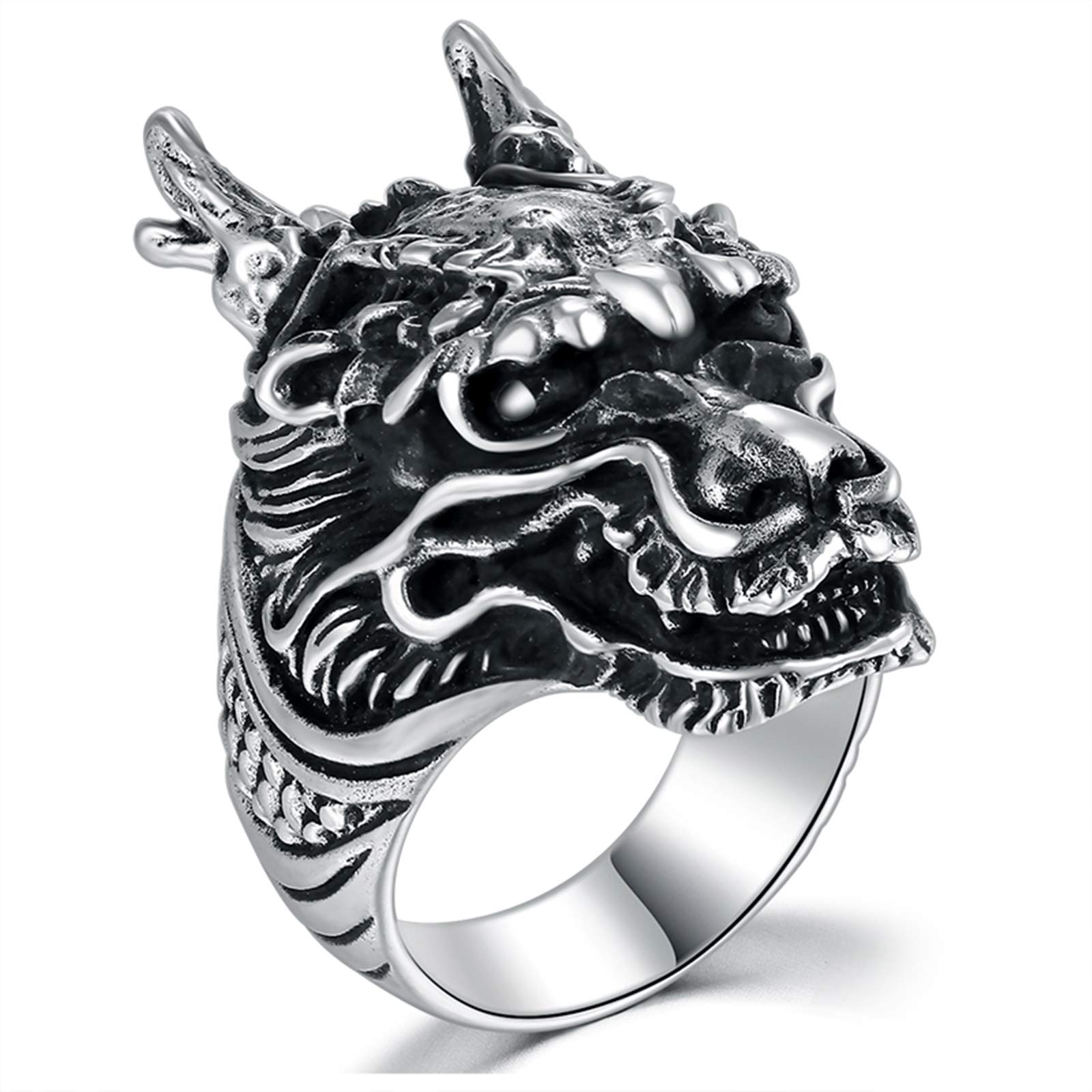 Aokarry Men's 925 Sterling Silver Chinese Dragon Head Ring - Personalized Retro Adjustable Finger Ring for Men - Perfect for Gifts, Fashion Accessories, and Special Occasions