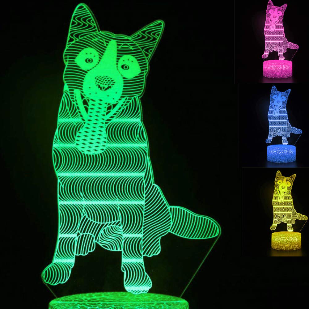 3D Husky Dog Night Light - Touch Switch LED Table Lamp with 7 Color Changing Modes, Optical Illusion Decor for Home, Desk, Kids Room - Perfect Gift for Christmas, Birthday & Children's Decor