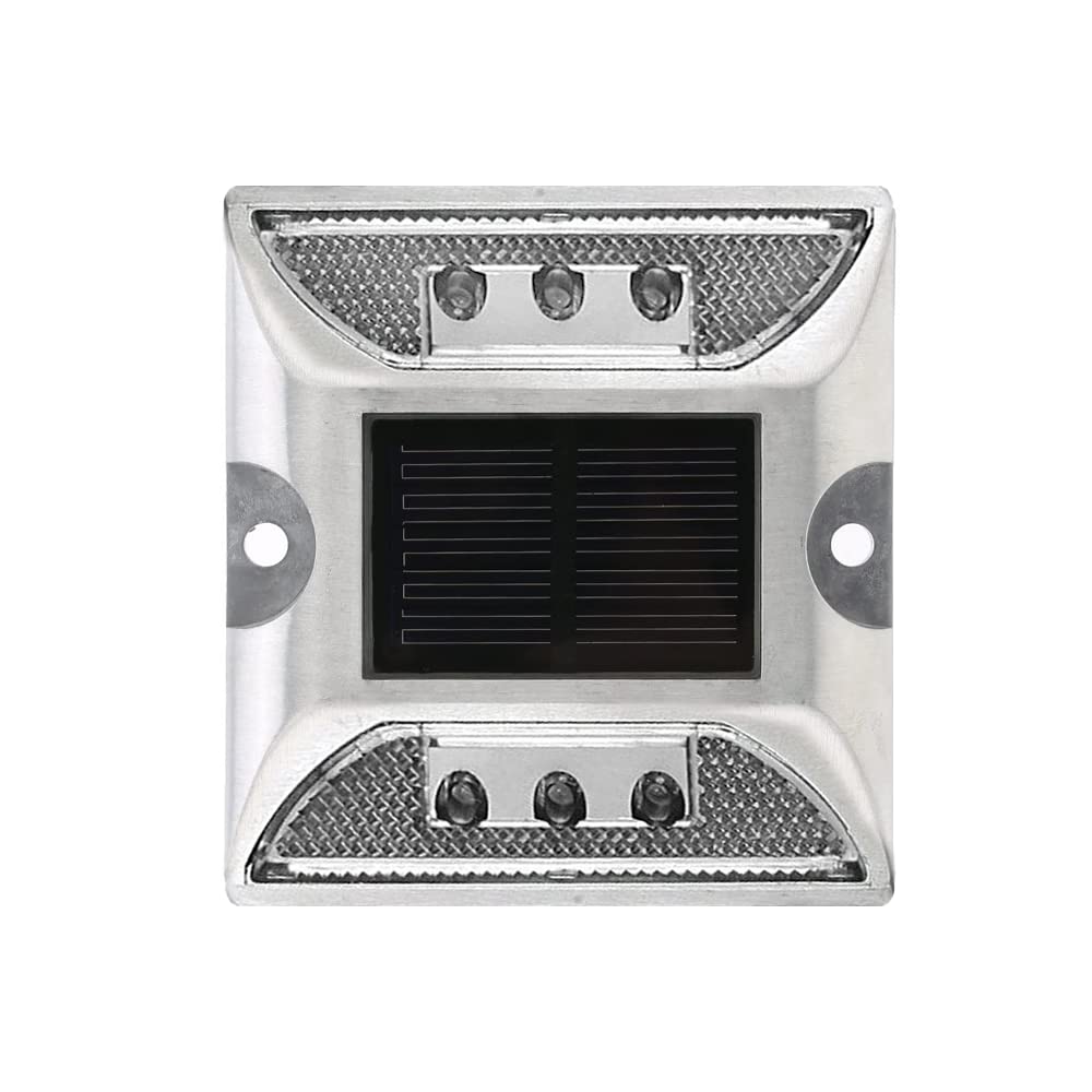 Solar Powered Outdoor Deck Lights - IP68 Waterproof LED Pathway Lights for Driveway, Dock, Garden, Yard - 15t Load Bearing Road Studs (White, 1 Pack) - Perfect for Stairs, Boat Docks & Landscape Lighting