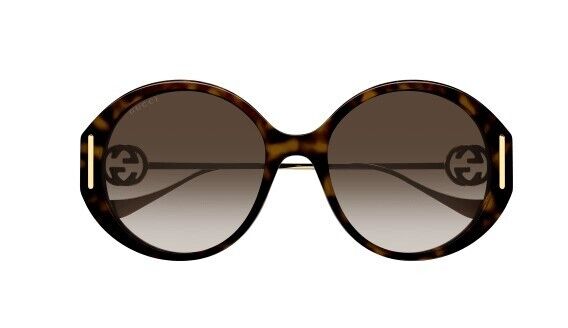 Gucci GG 1202S 003 Havana Gold/Brown Oversized Round Sunglasses for Women - Luxury Fashion Accessory for Beach, Driving & Outdoor Activities